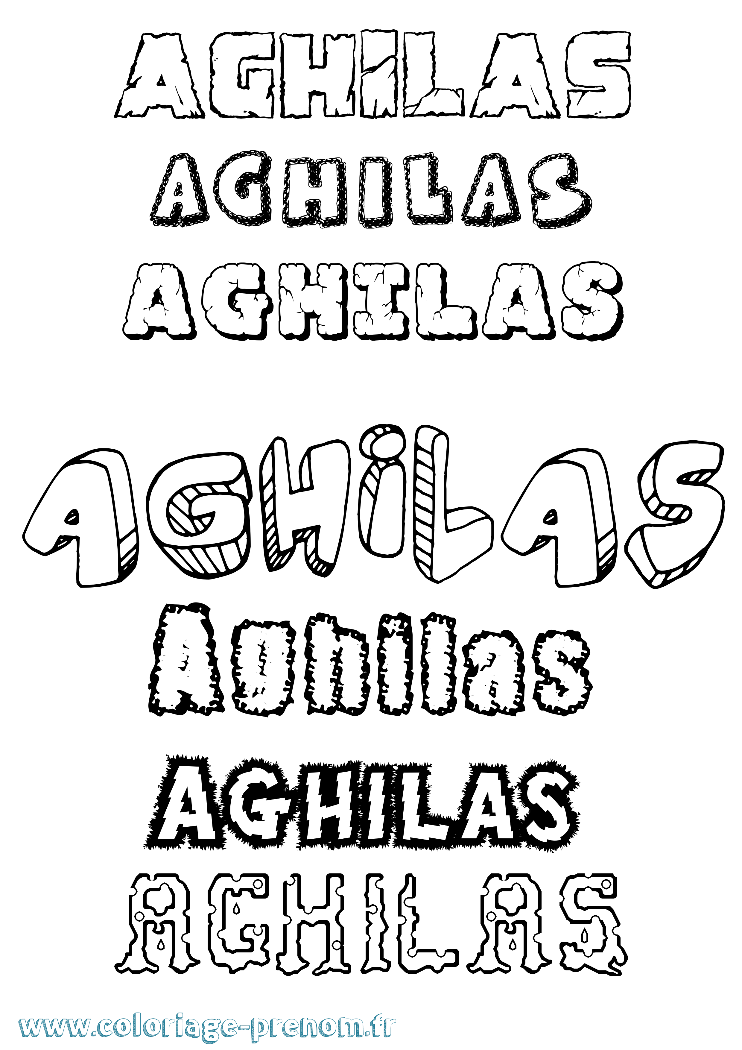 Coloriage prénom Aghilas Destructuré