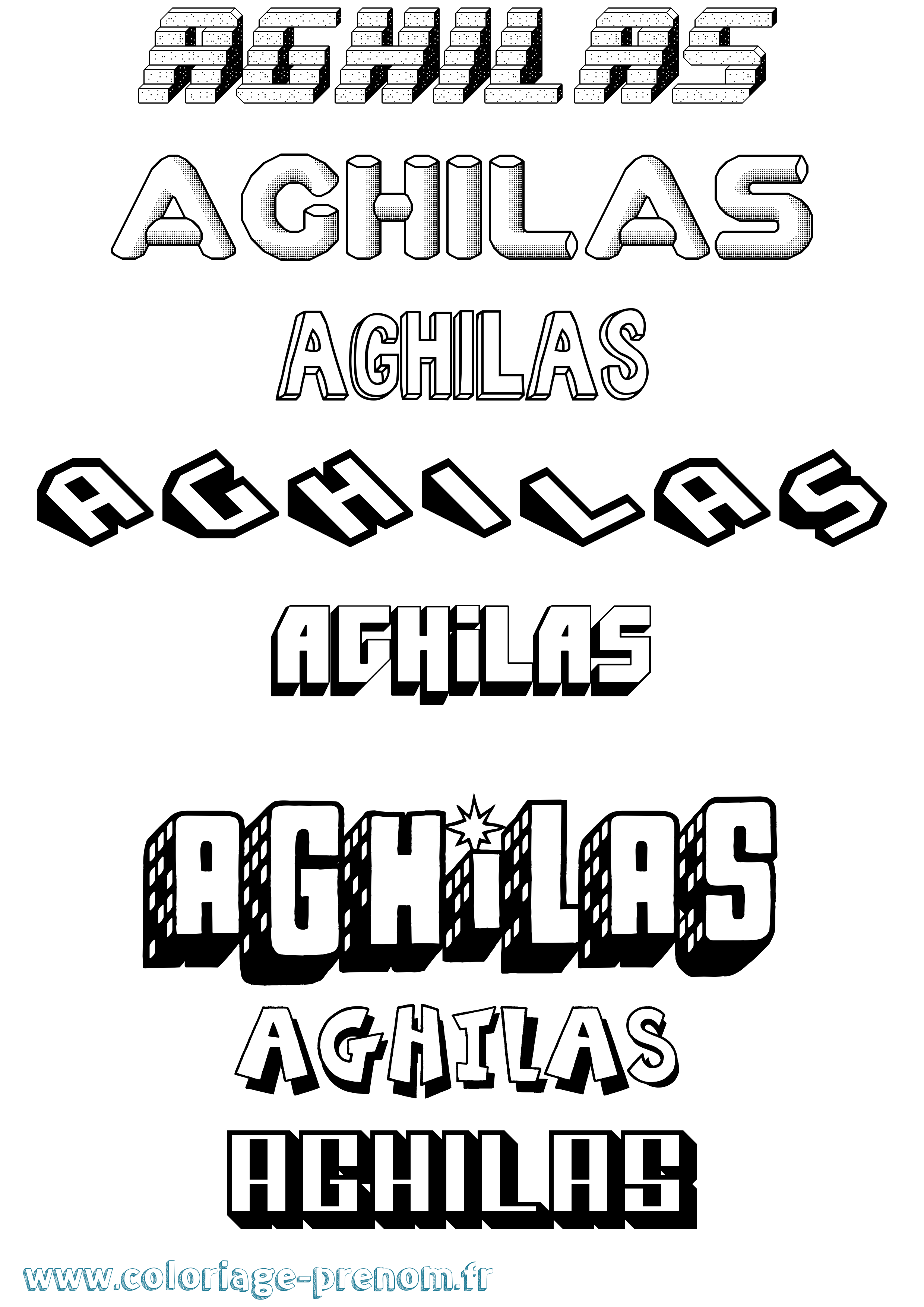 Coloriage Aghilas Effet 3D Coloriage prénom Aghilas Effet 3D