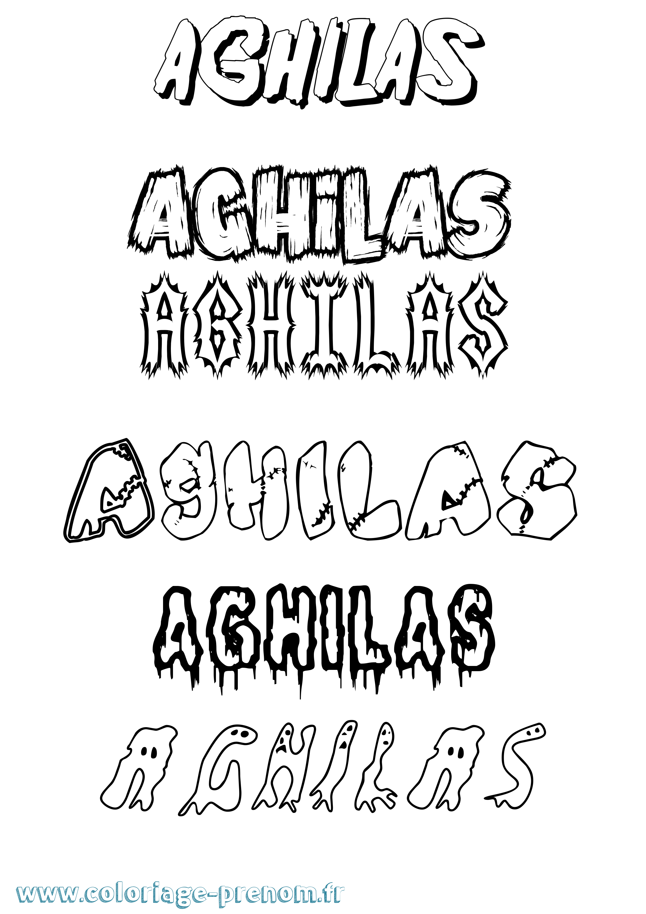 Coloriage Aghilas Frisson Coloriage prénom Aghilas Frisson
