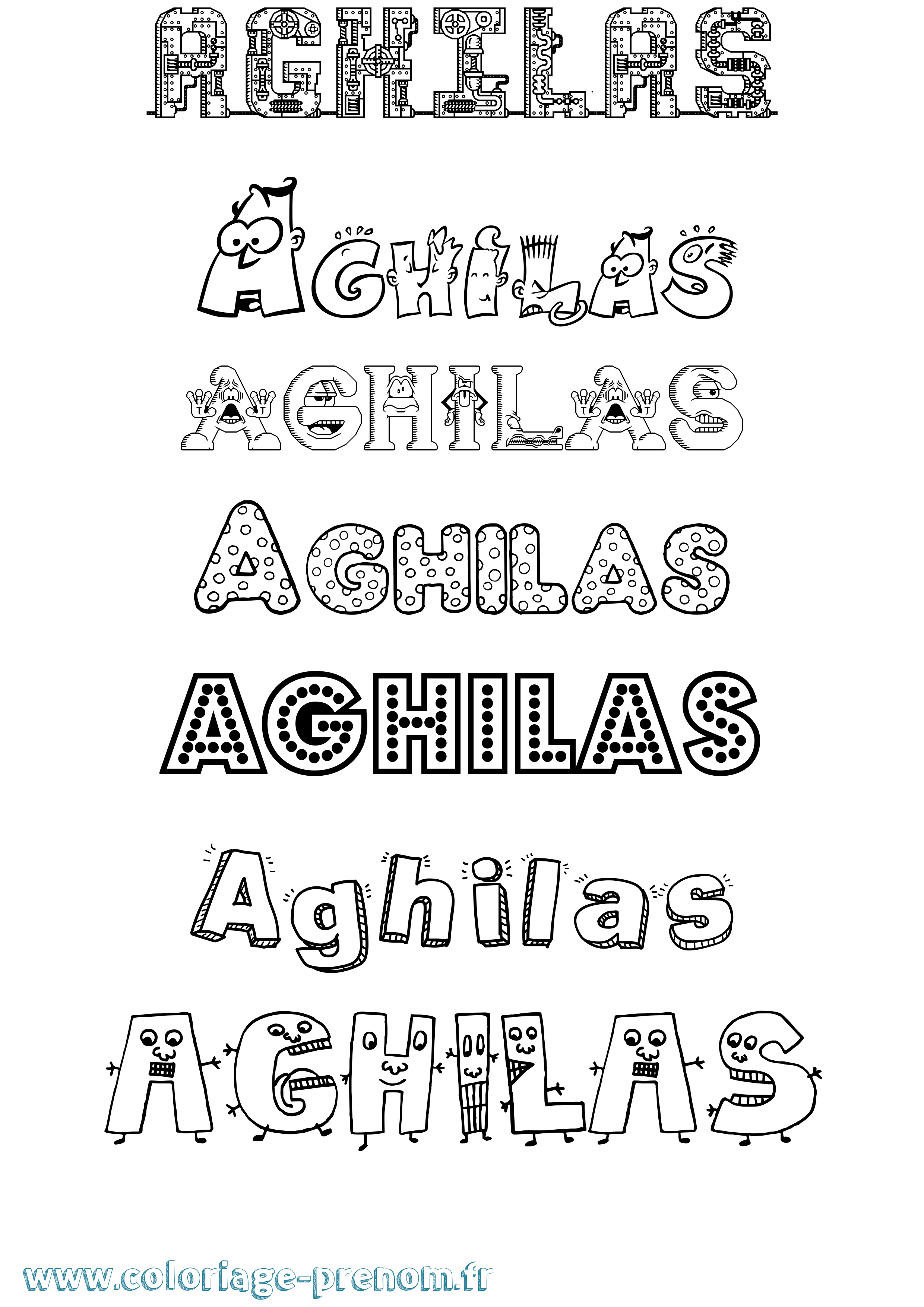 Coloriage prénom Aghilas Fun
