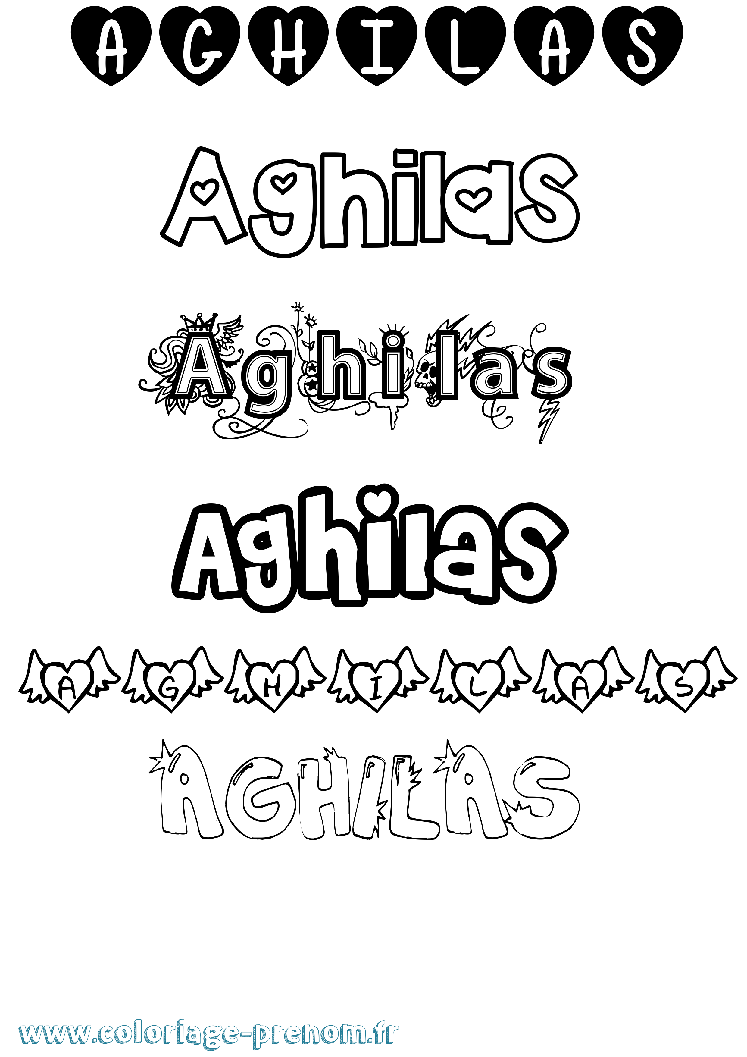 Coloriage Aghilas Girly Coloriage prénom Aghilas Girly