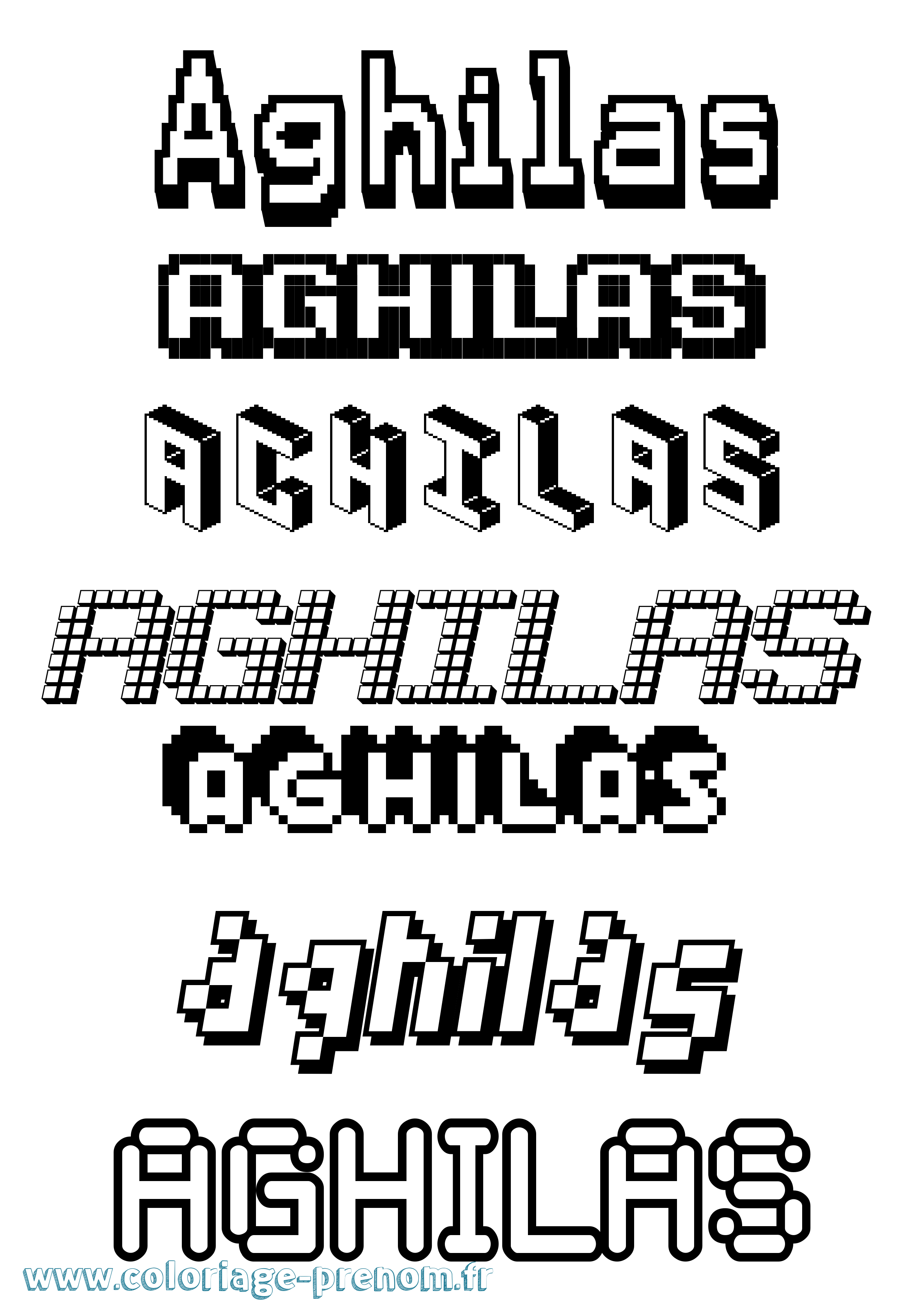 Coloriage prénom Aghilas Pixel