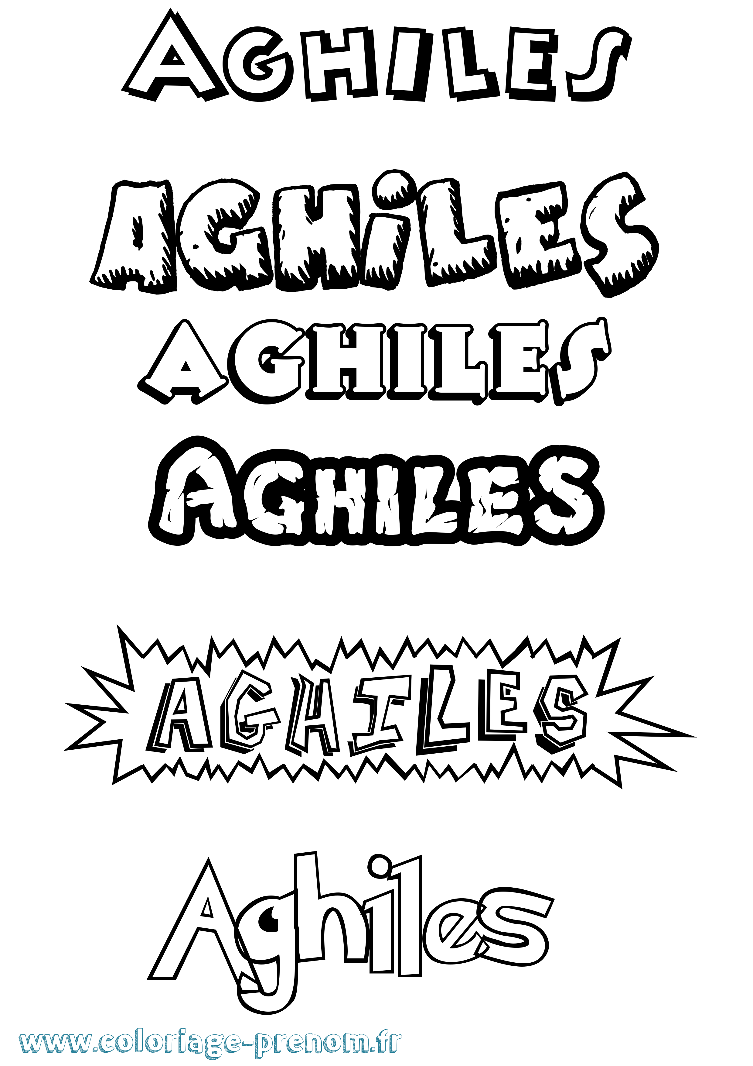 Coloriage Aghiles Dessin Animé Coloriage prénom Aghiles Dessin Animé