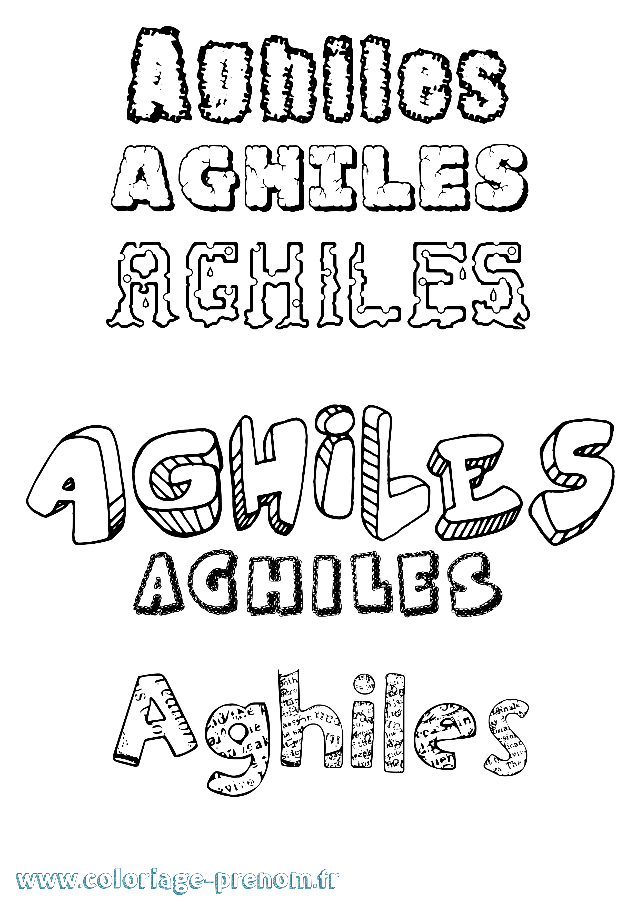 Coloriage Aghiles Destructuré Coloriage prénom Aghiles Destructuré