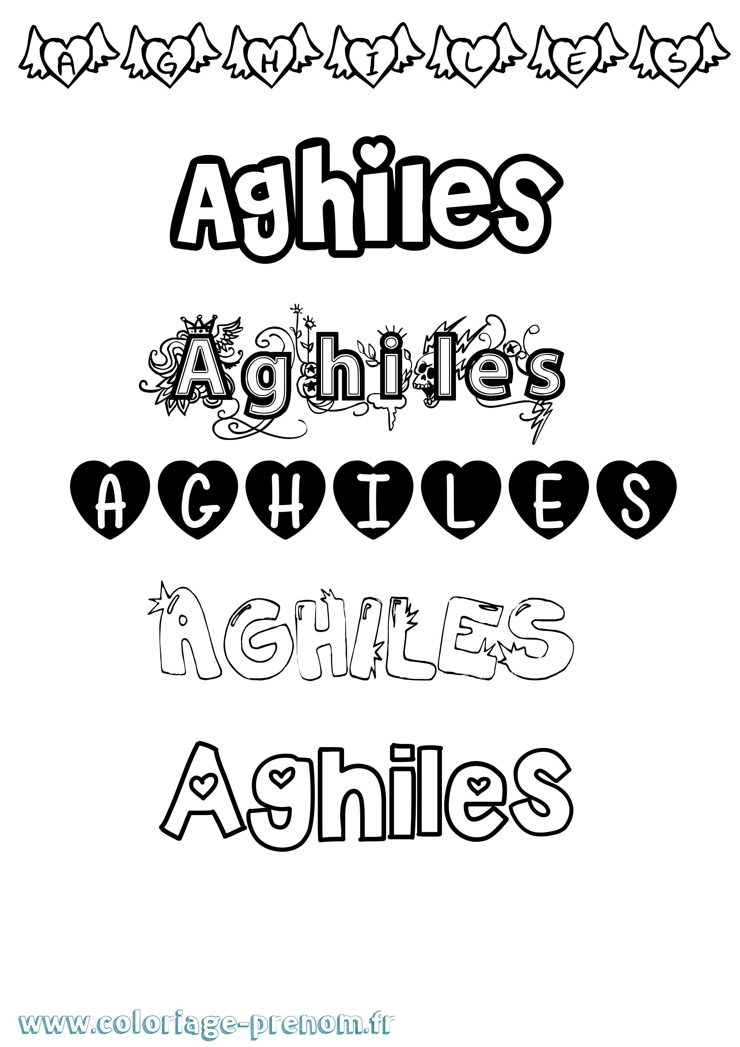 Coloriage Aghiles Girly Coloriage prénom Aghiles Girly