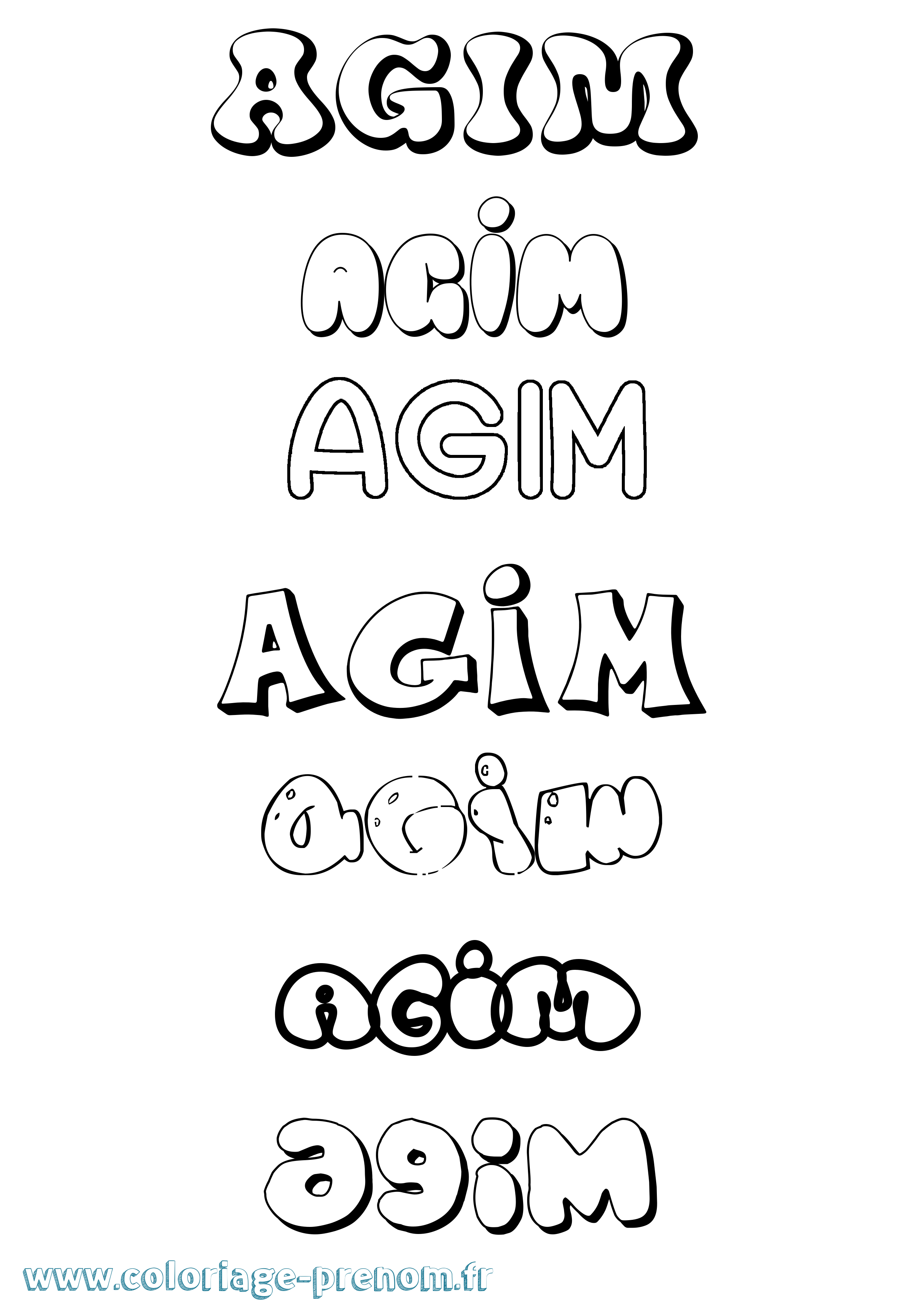 Coloriage prénom Agim Bubble