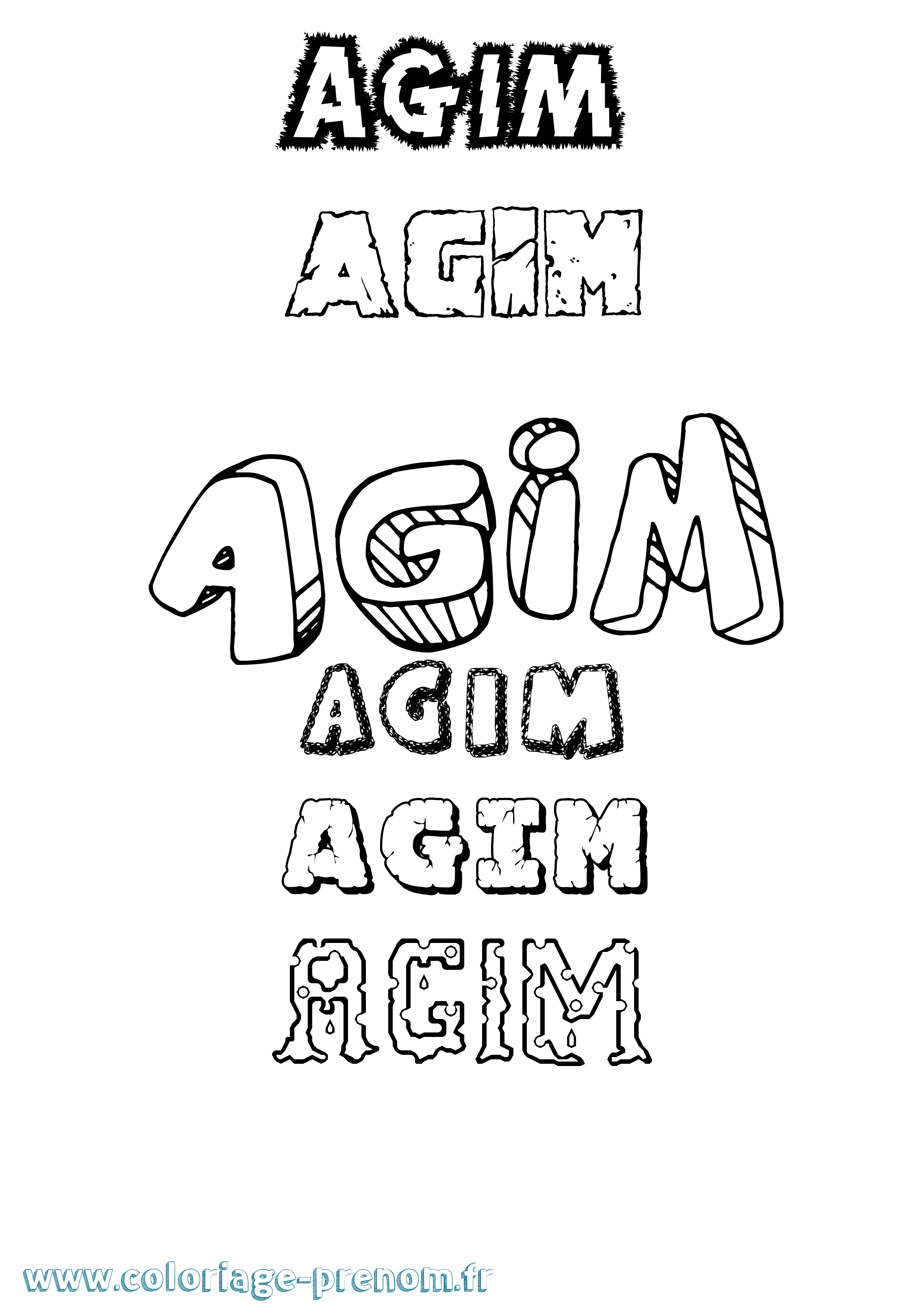 Coloriage prénom Agim Destructuré