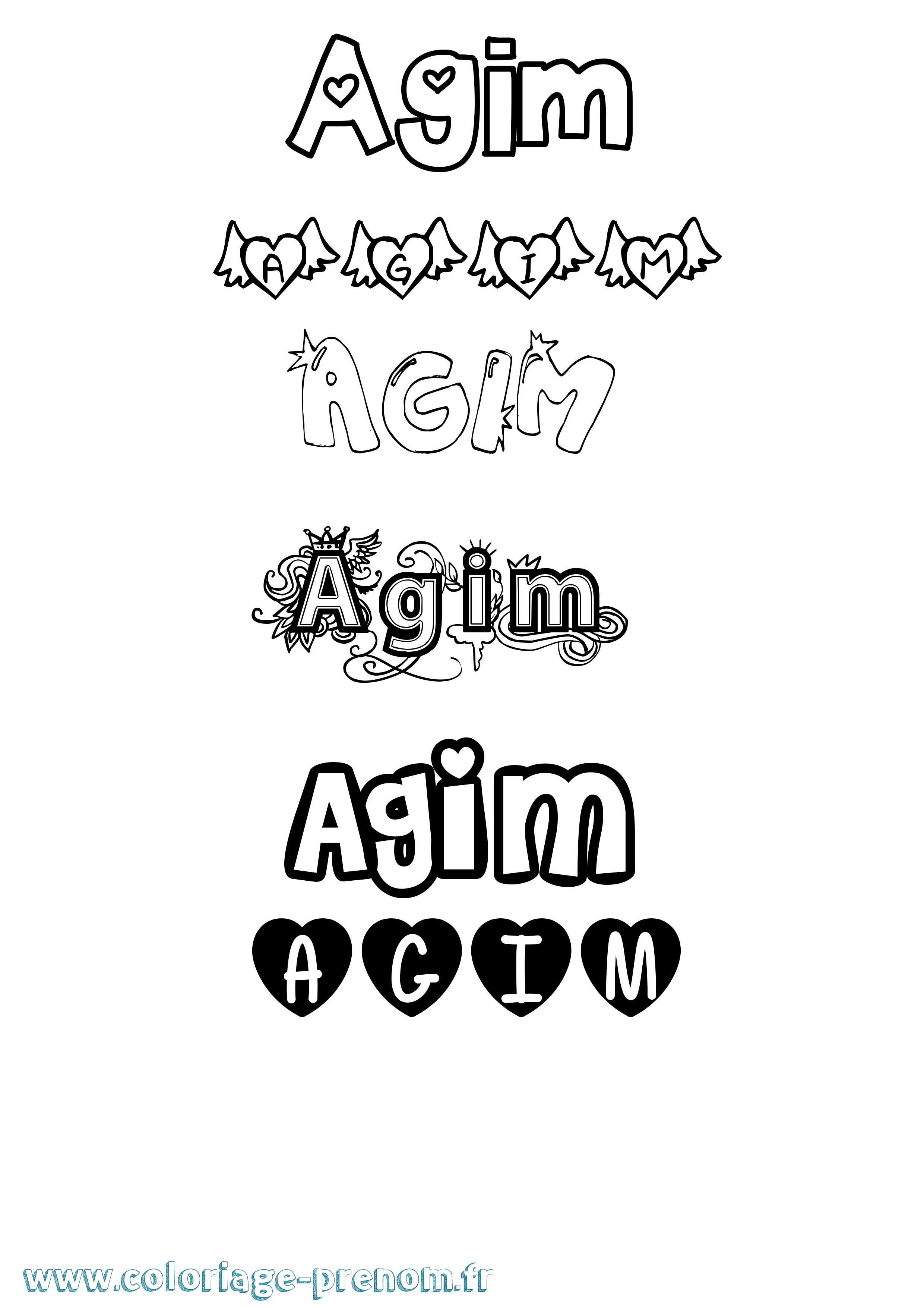 Coloriage prénom Agim Girly
