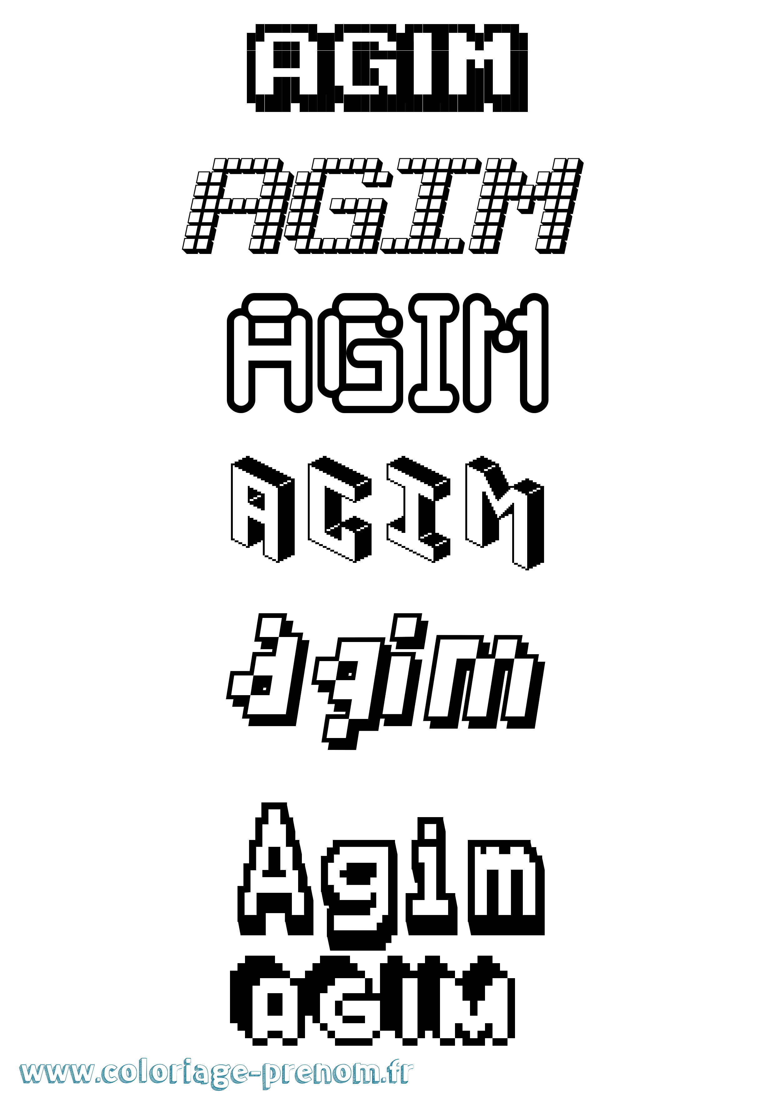 Coloriage prénom Agim Pixel