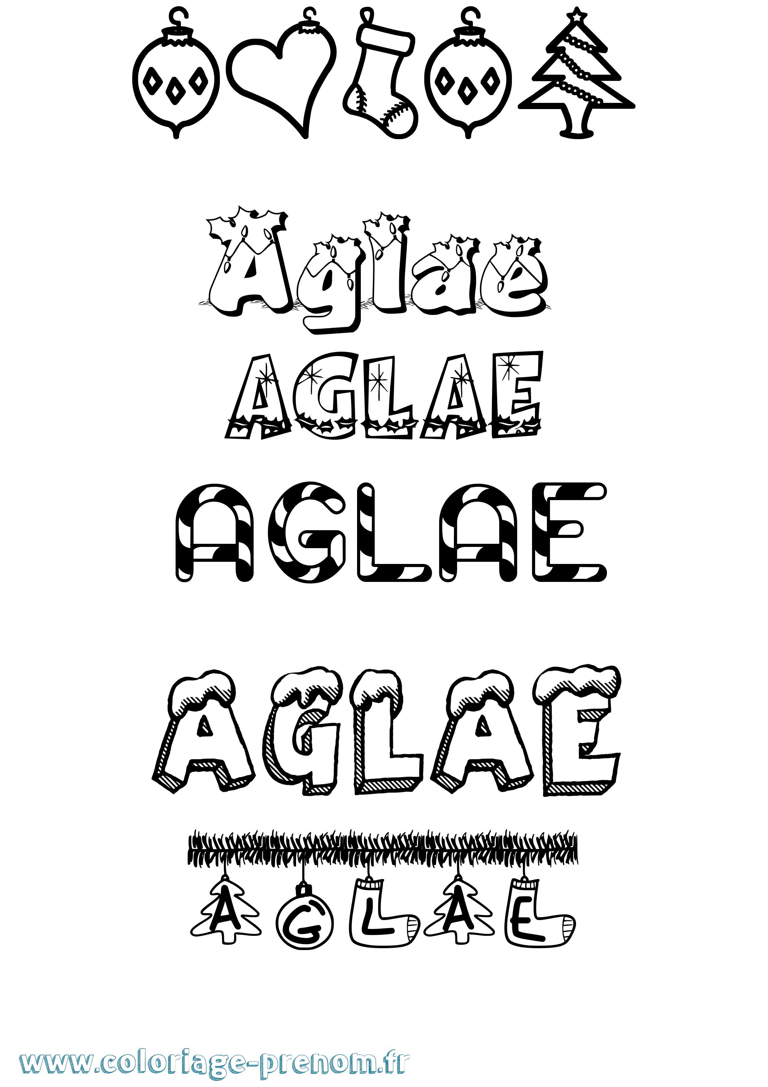 Coloriage Aglae Noël Coloriage prénom Aglae Noël