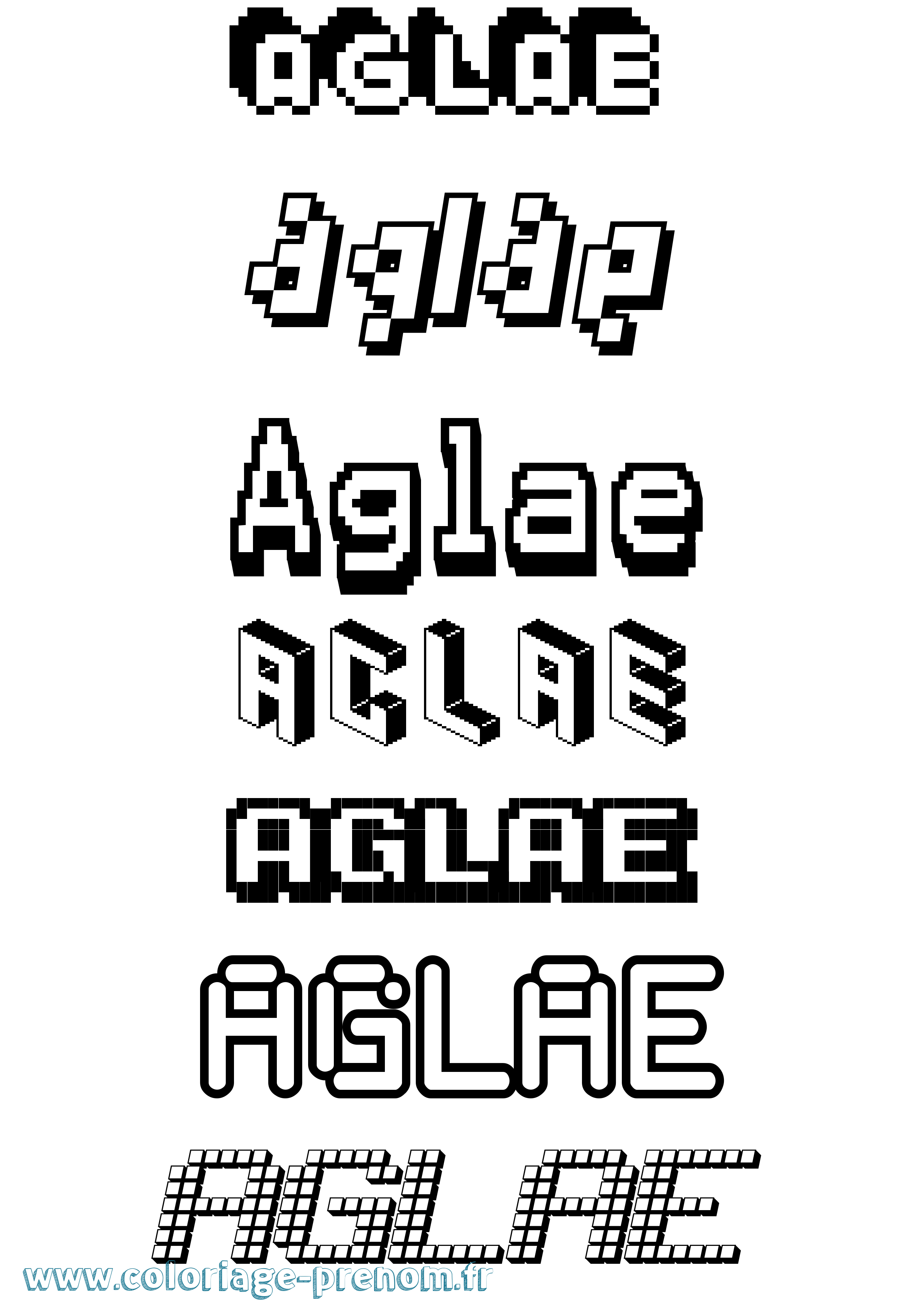 Coloriage prénom Aglae Pixel