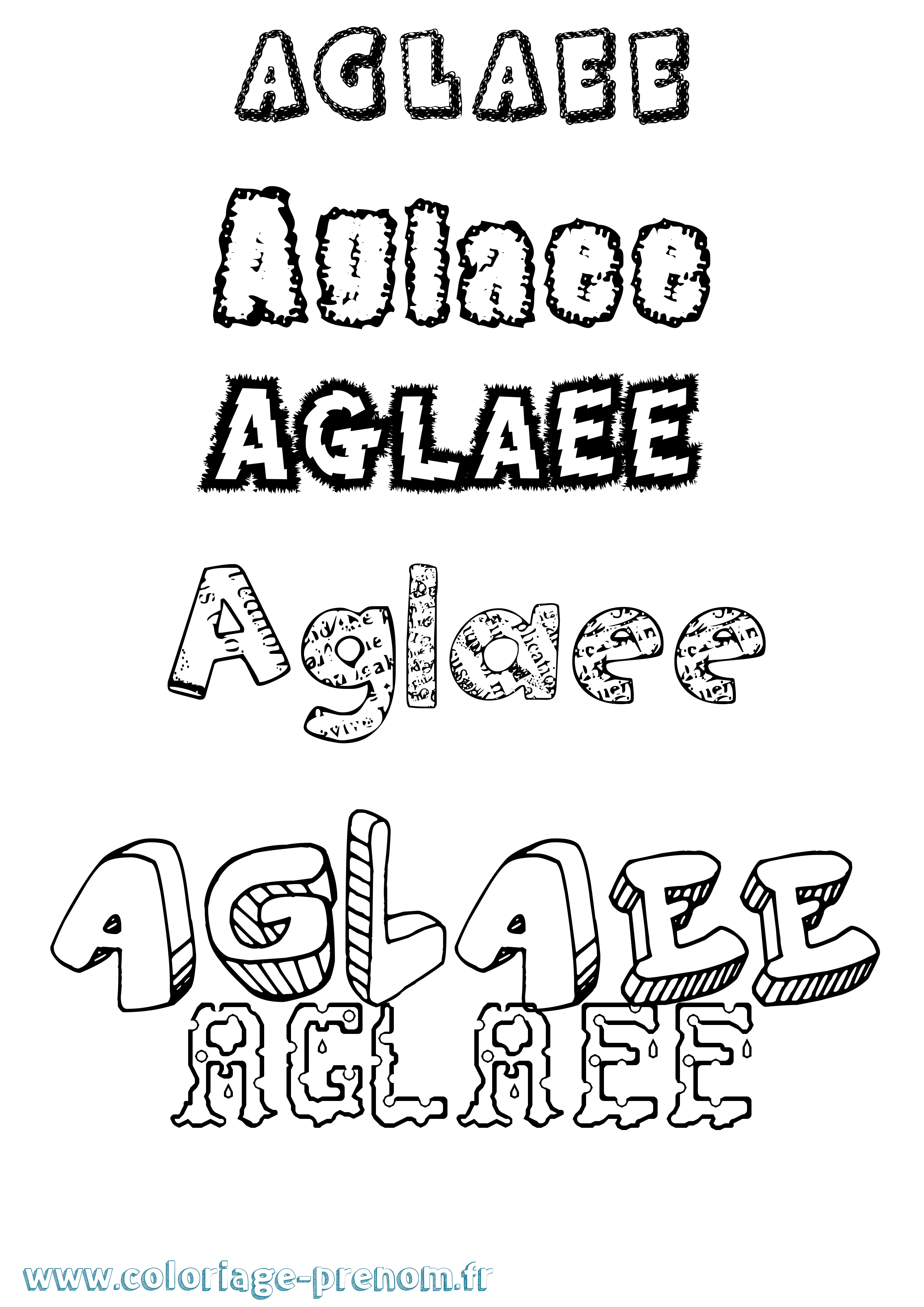 Coloriage prénom Aglaee Destructuré
