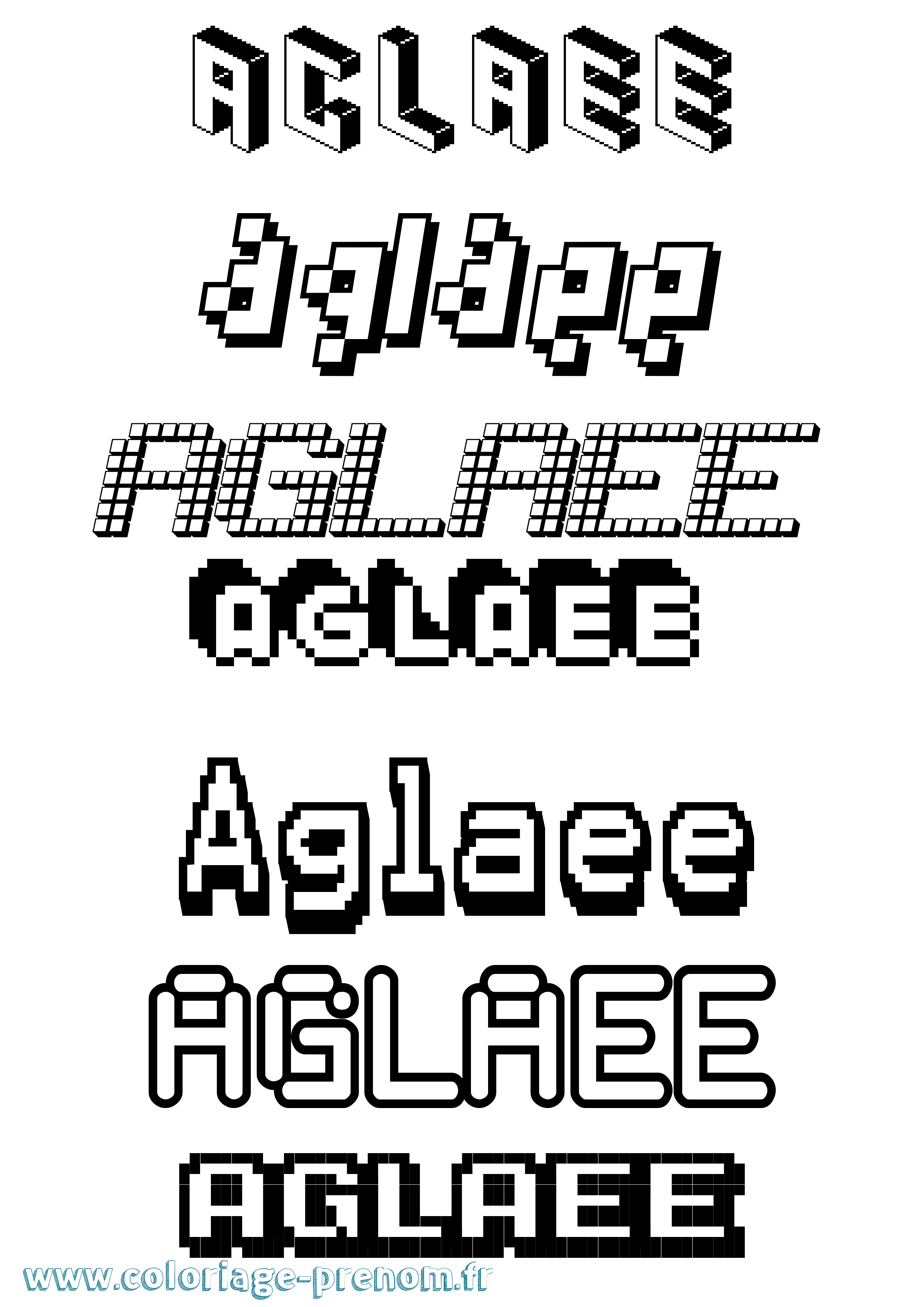 Coloriage prénom Aglaee Pixel