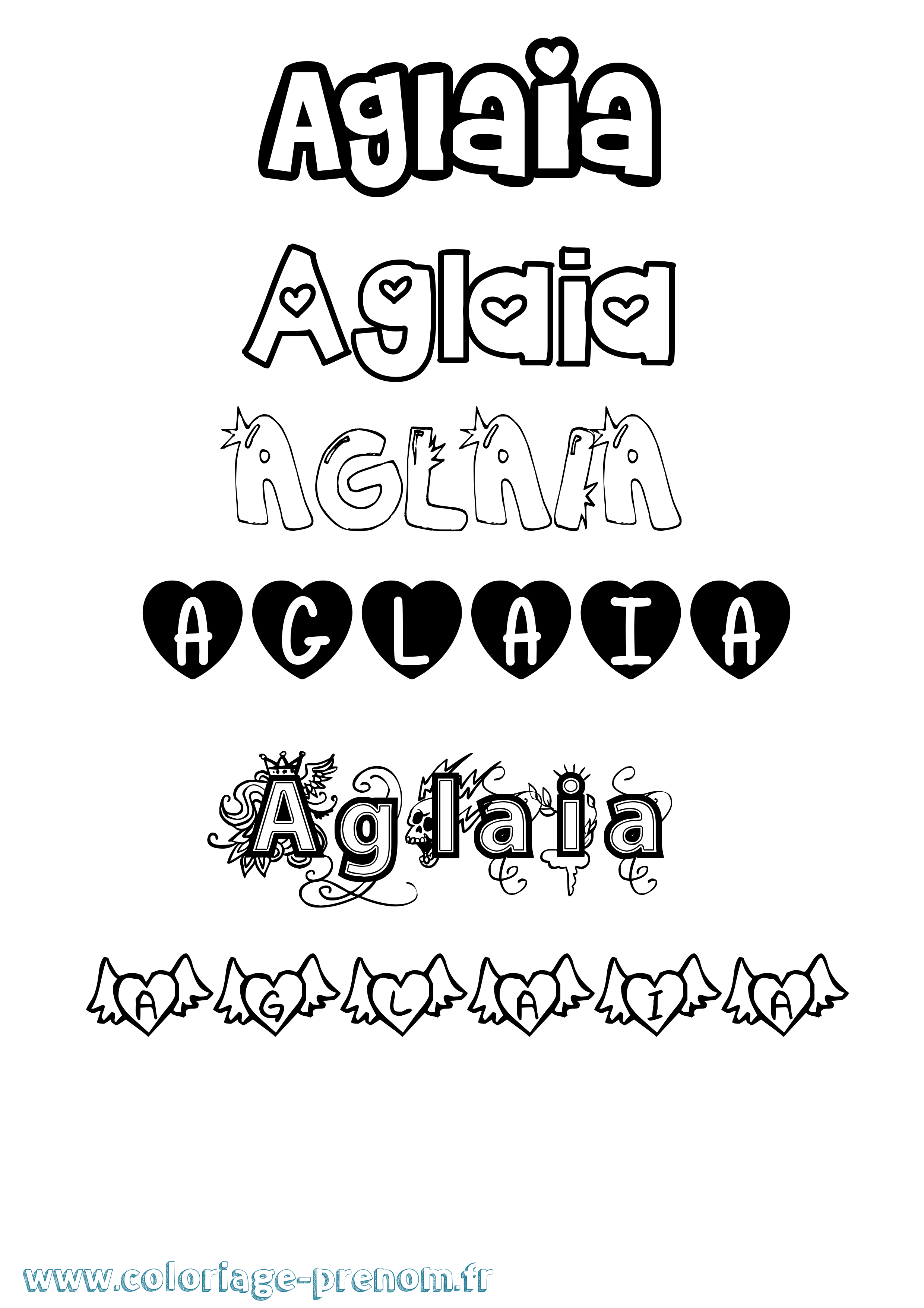 Coloriage prénom Aglaia Girly