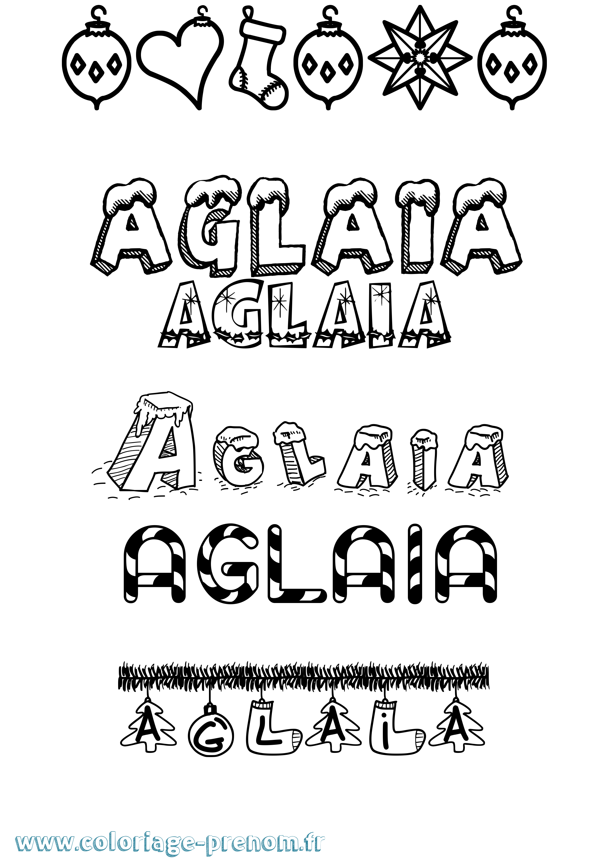 Coloriage prénom Aglaia Noël