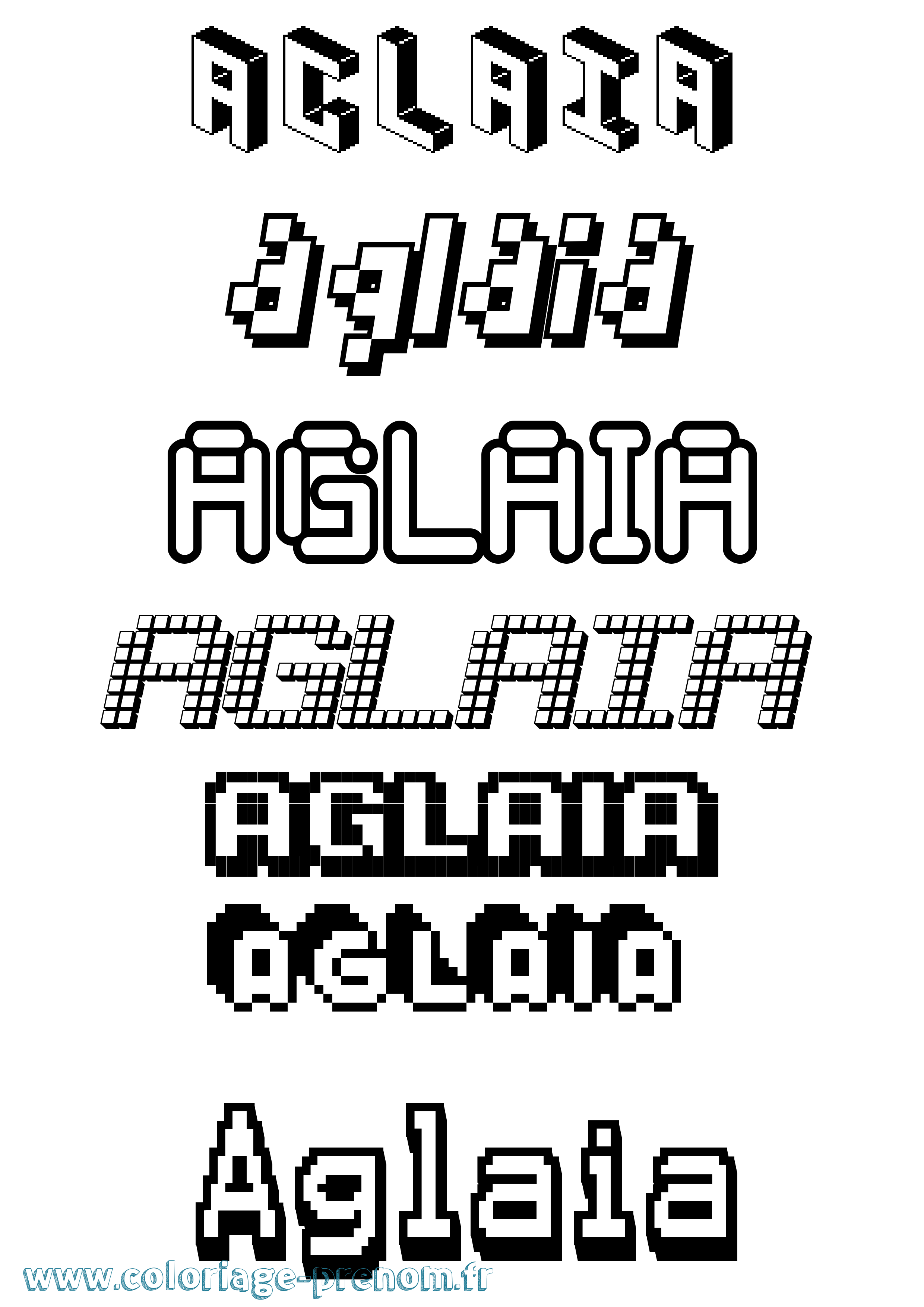 Coloriage prénom Aglaia Pixel