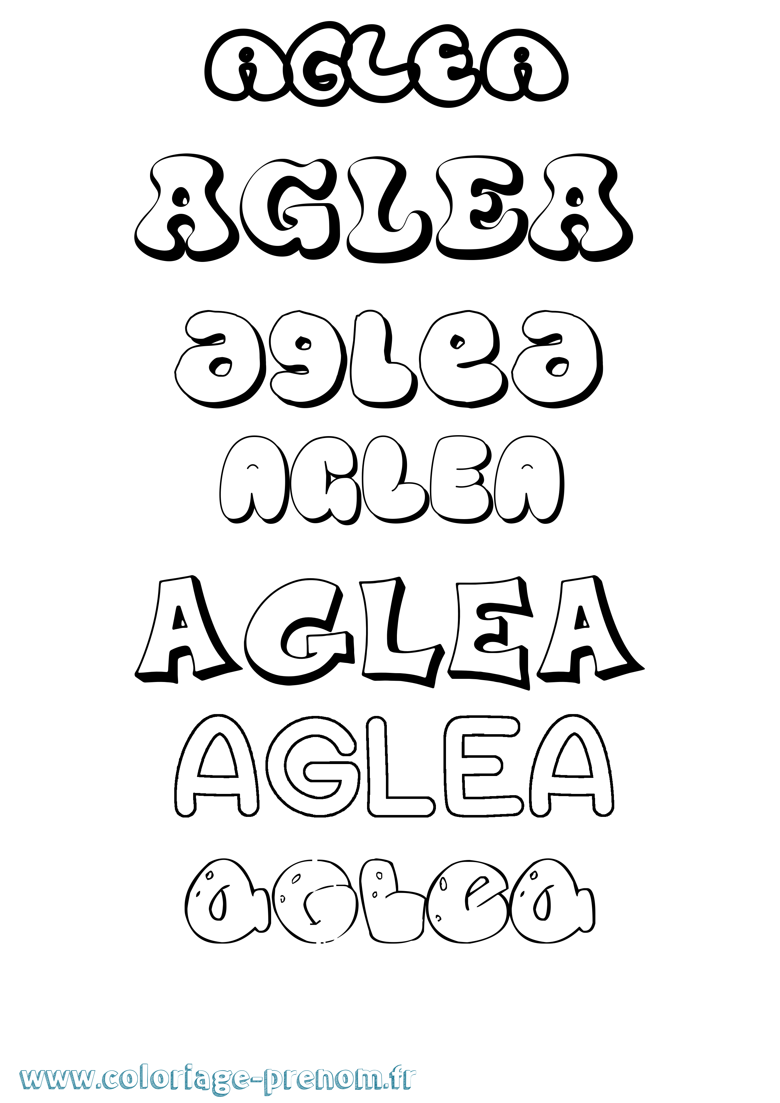 Coloriage prénom Aglea Bubble