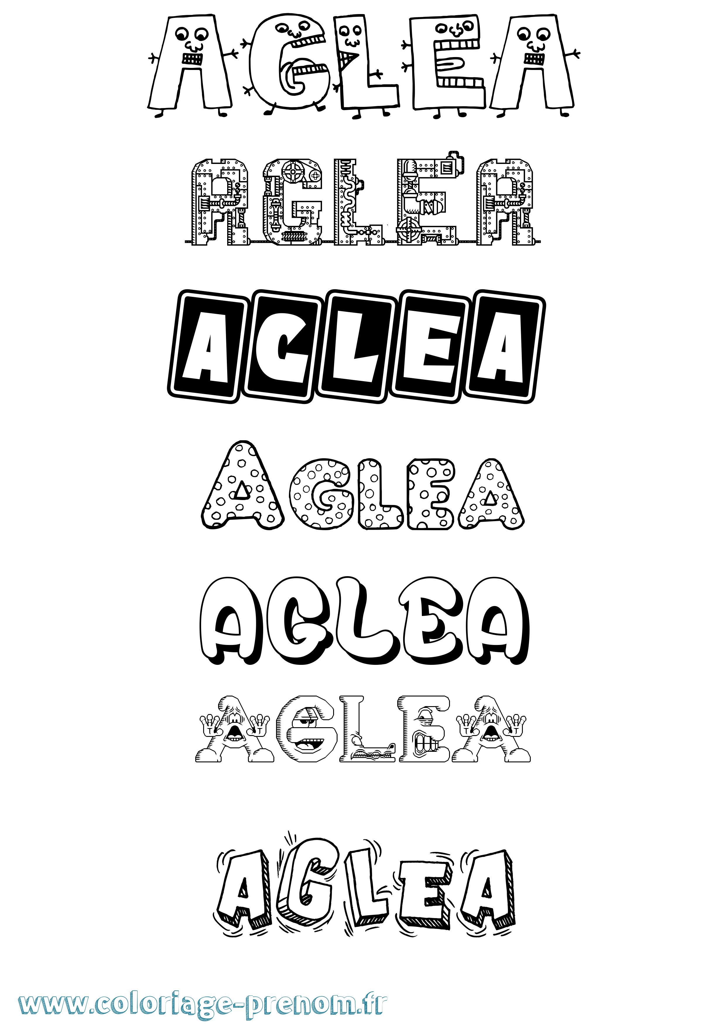 Coloriage prénom Aglea Fun