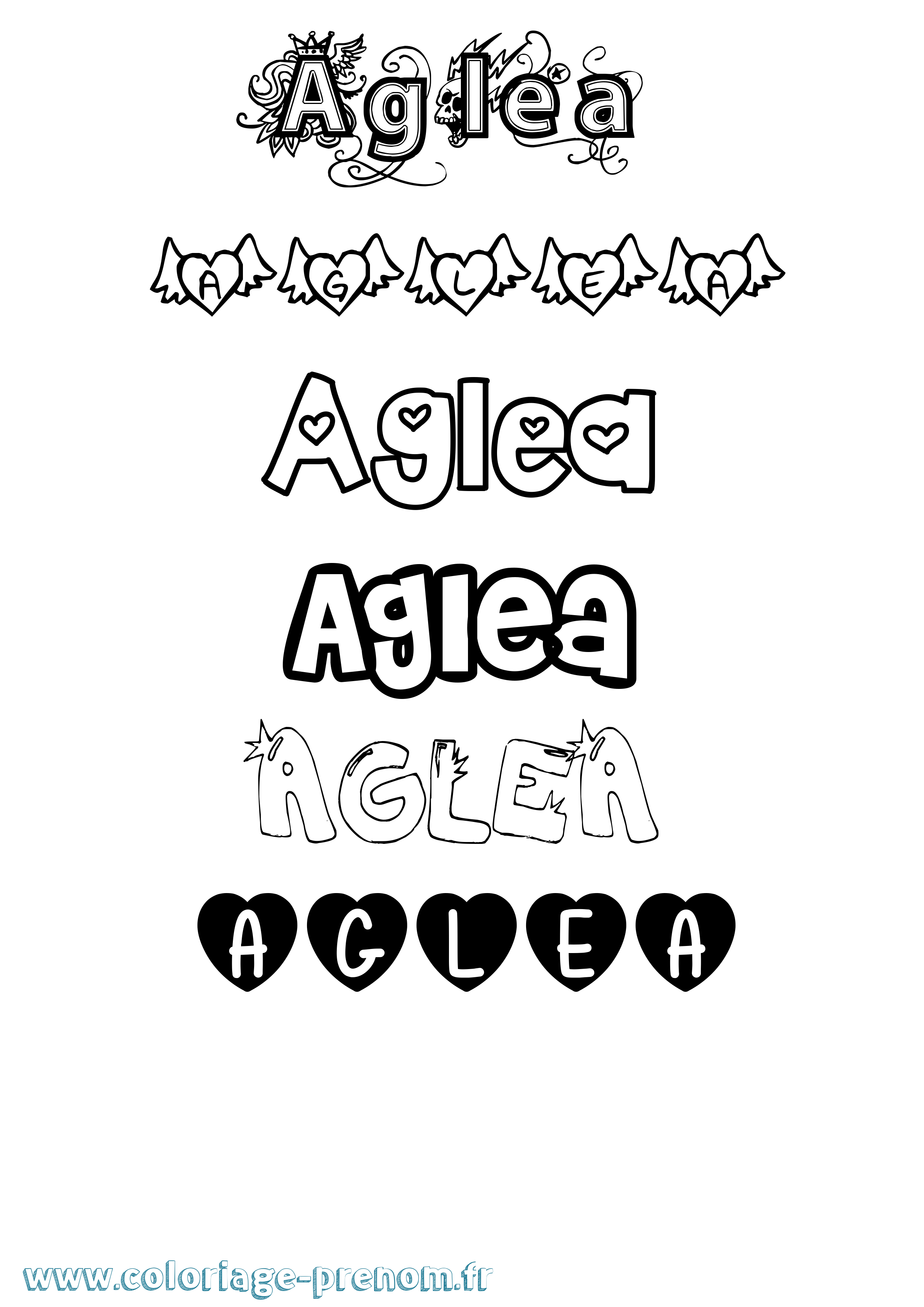 Coloriage prénom Aglea Girly