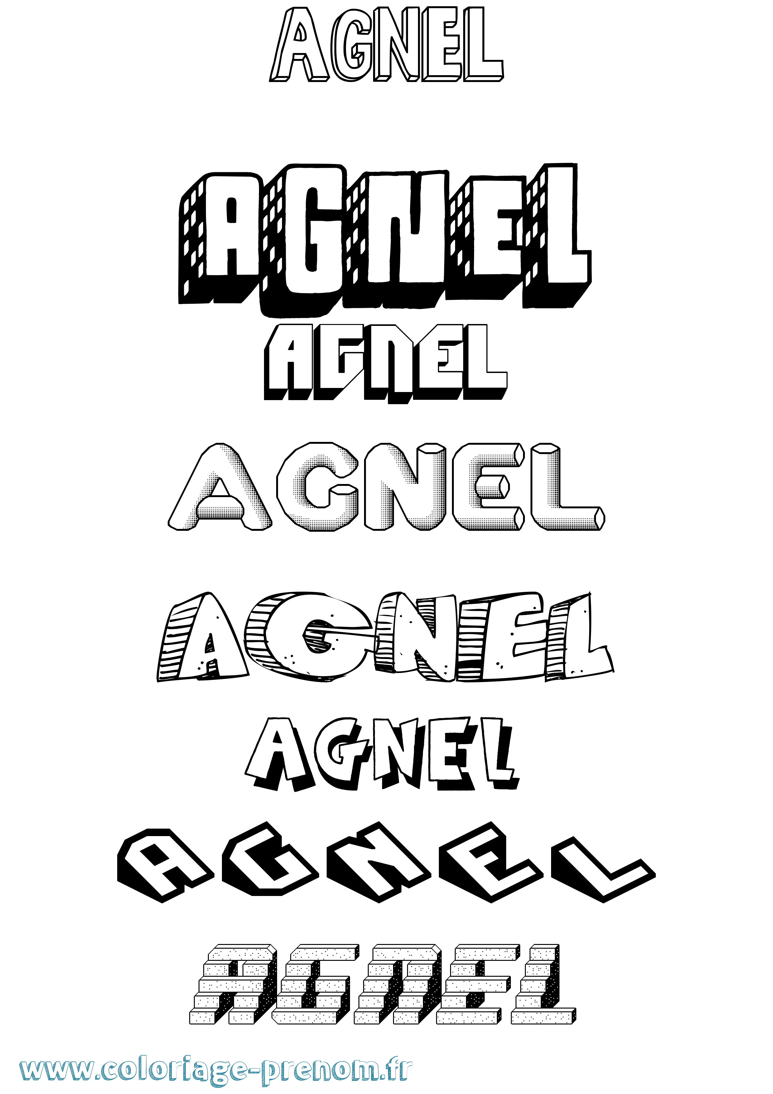Coloriage Agnel Effet 3D Coloriage prénom Agnel Effet 3D