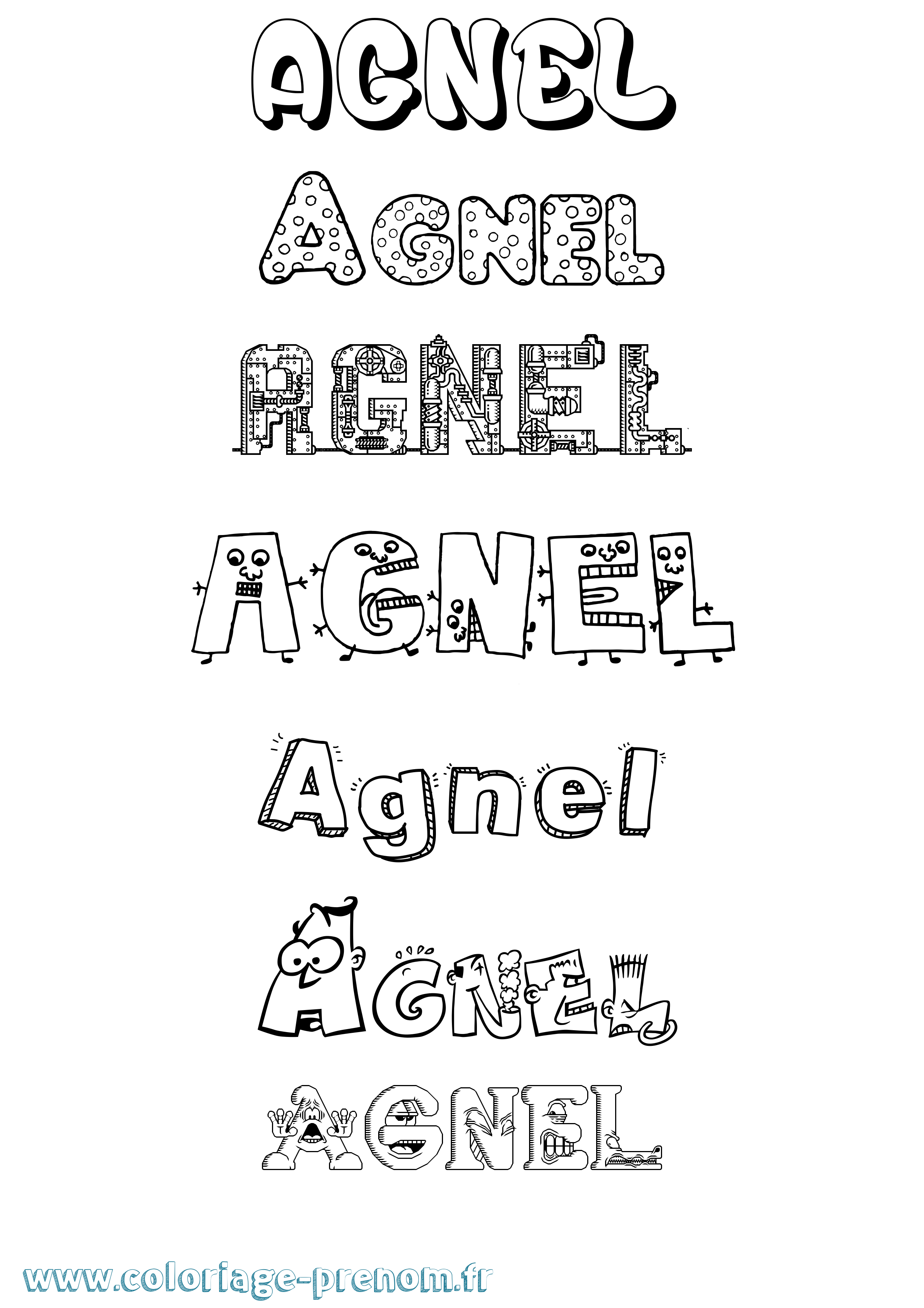 Coloriage prénom Agnel Fun
