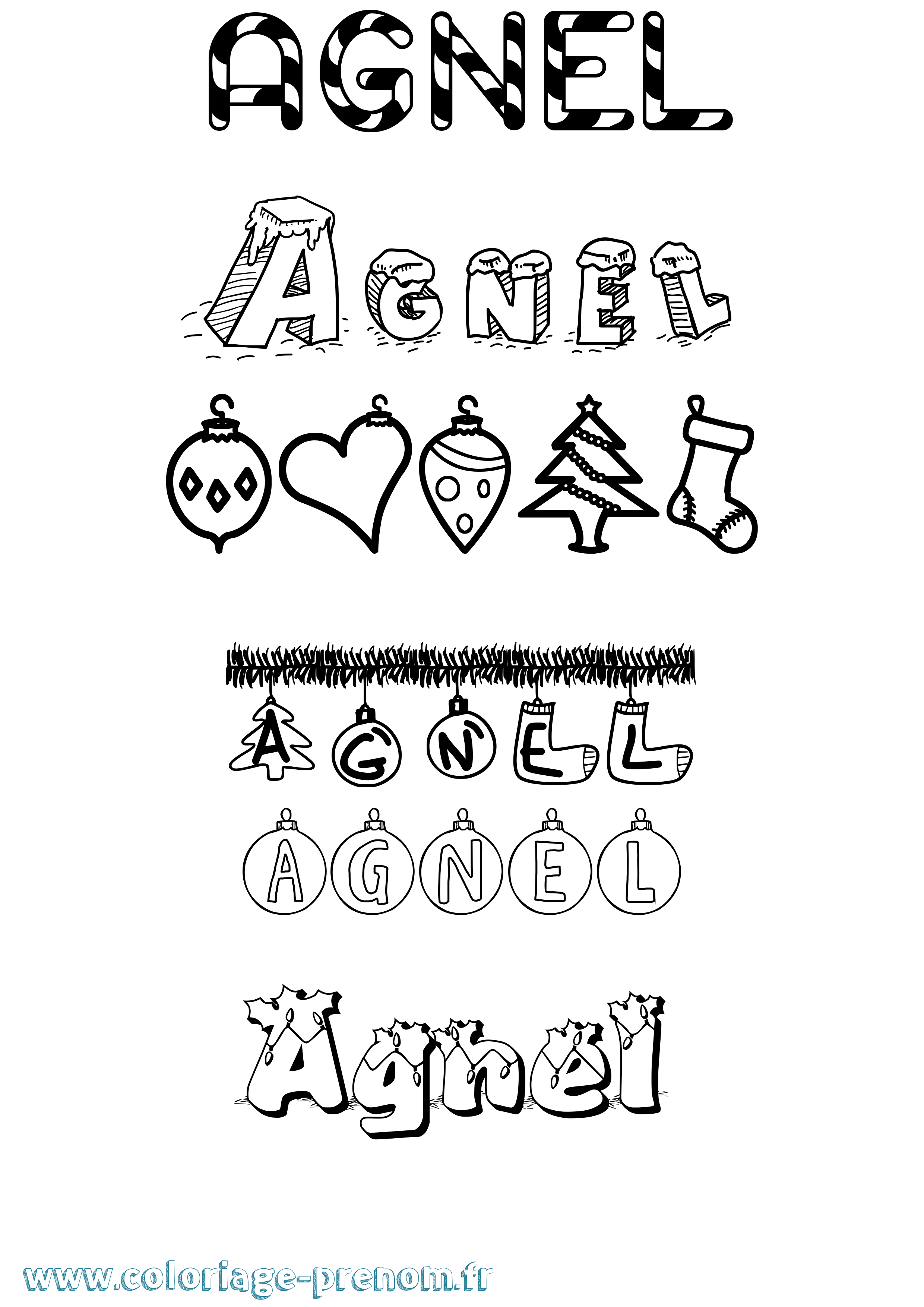 Coloriage Agnel Noël Coloriage prénom Agnel Noël