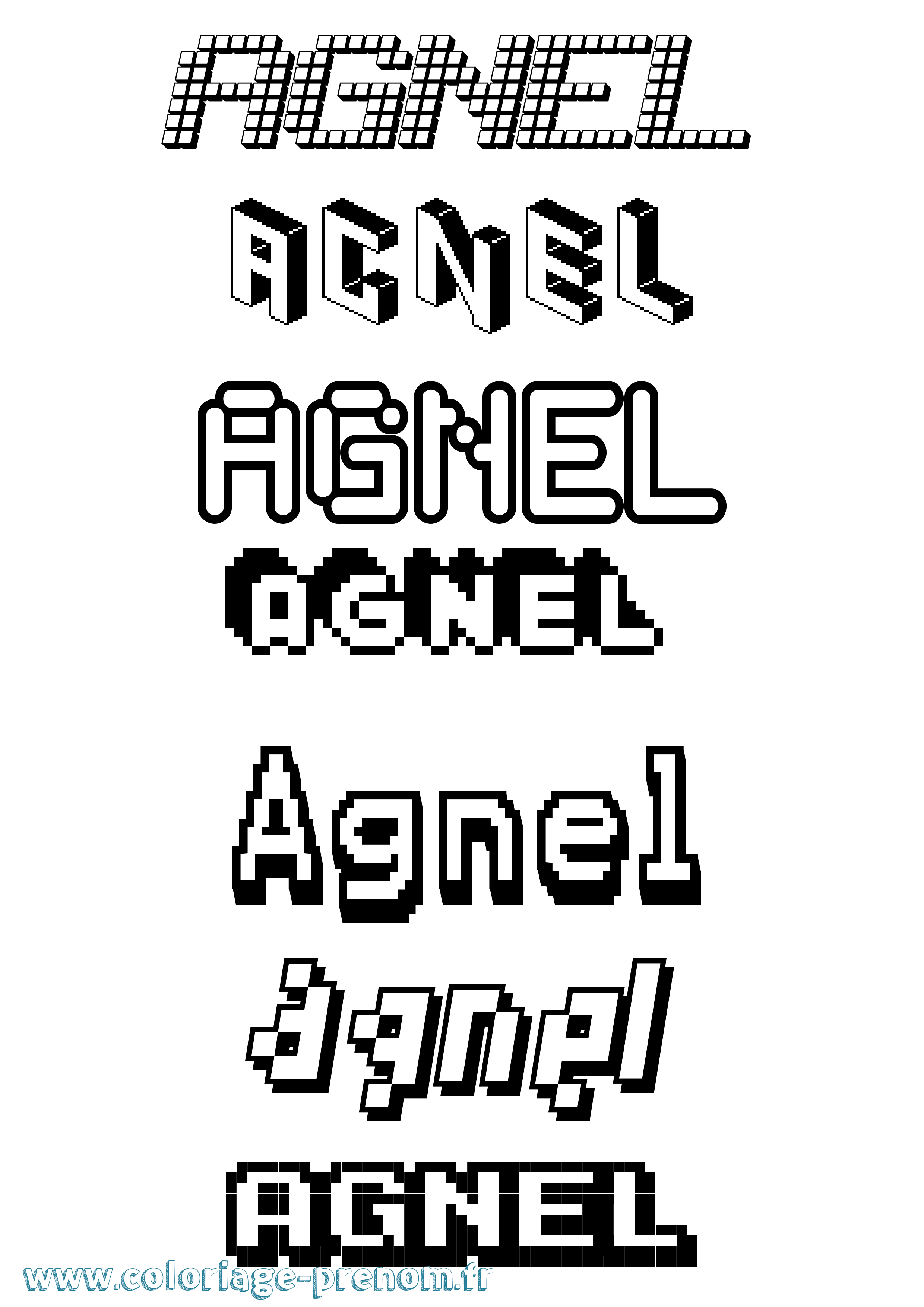 Coloriage prénom Agnel Pixel