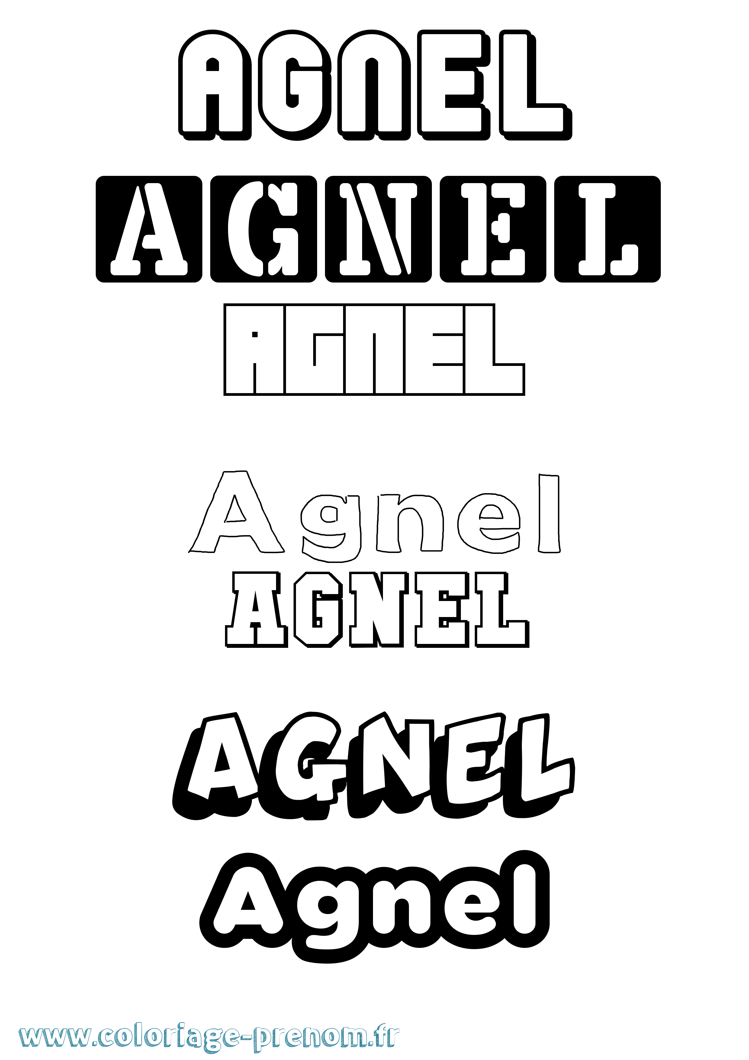 Coloriage prénom Agnel Simple