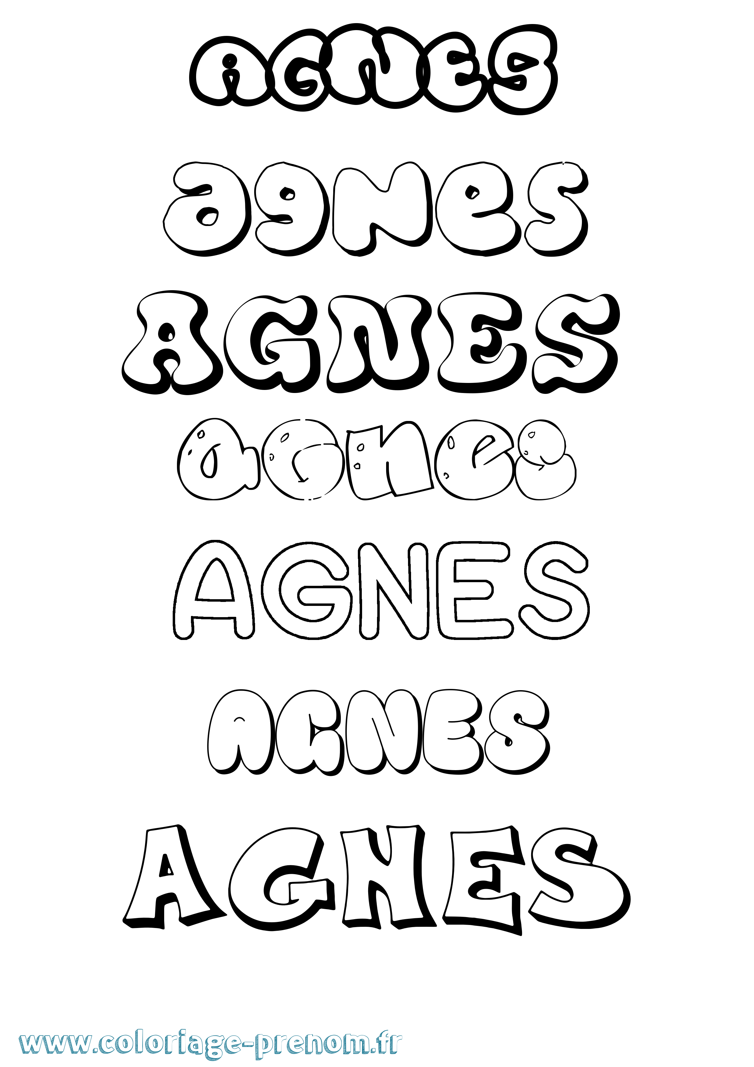 Coloriage Agnes Bubble Coloriage prénom Agnes Bubble