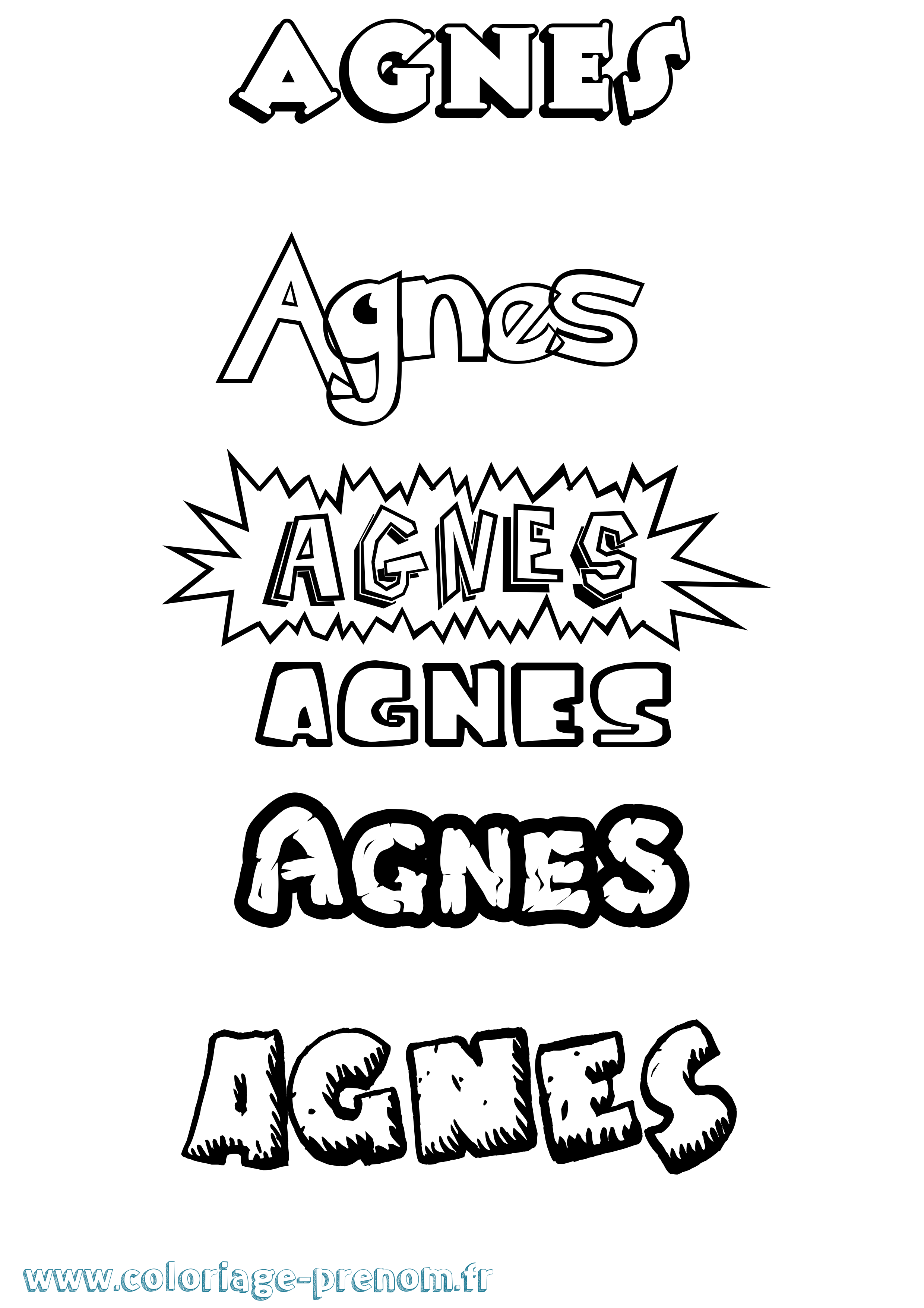 Coloriage Agnes Dessin Animé Coloriage prénom Agnes Dessin Animé