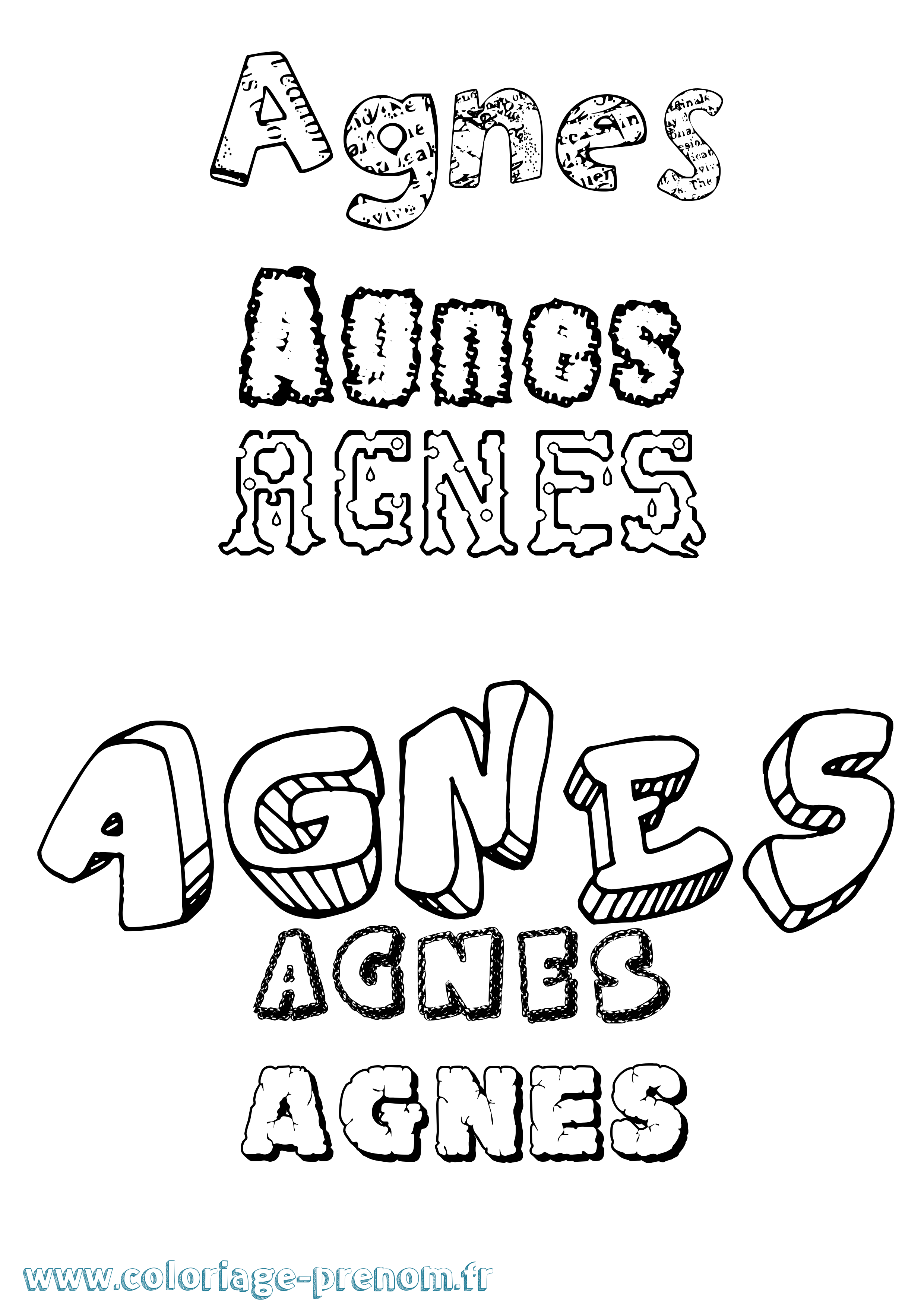 Coloriage Agnes Destructuré Coloriage prénom Agnes Destructuré