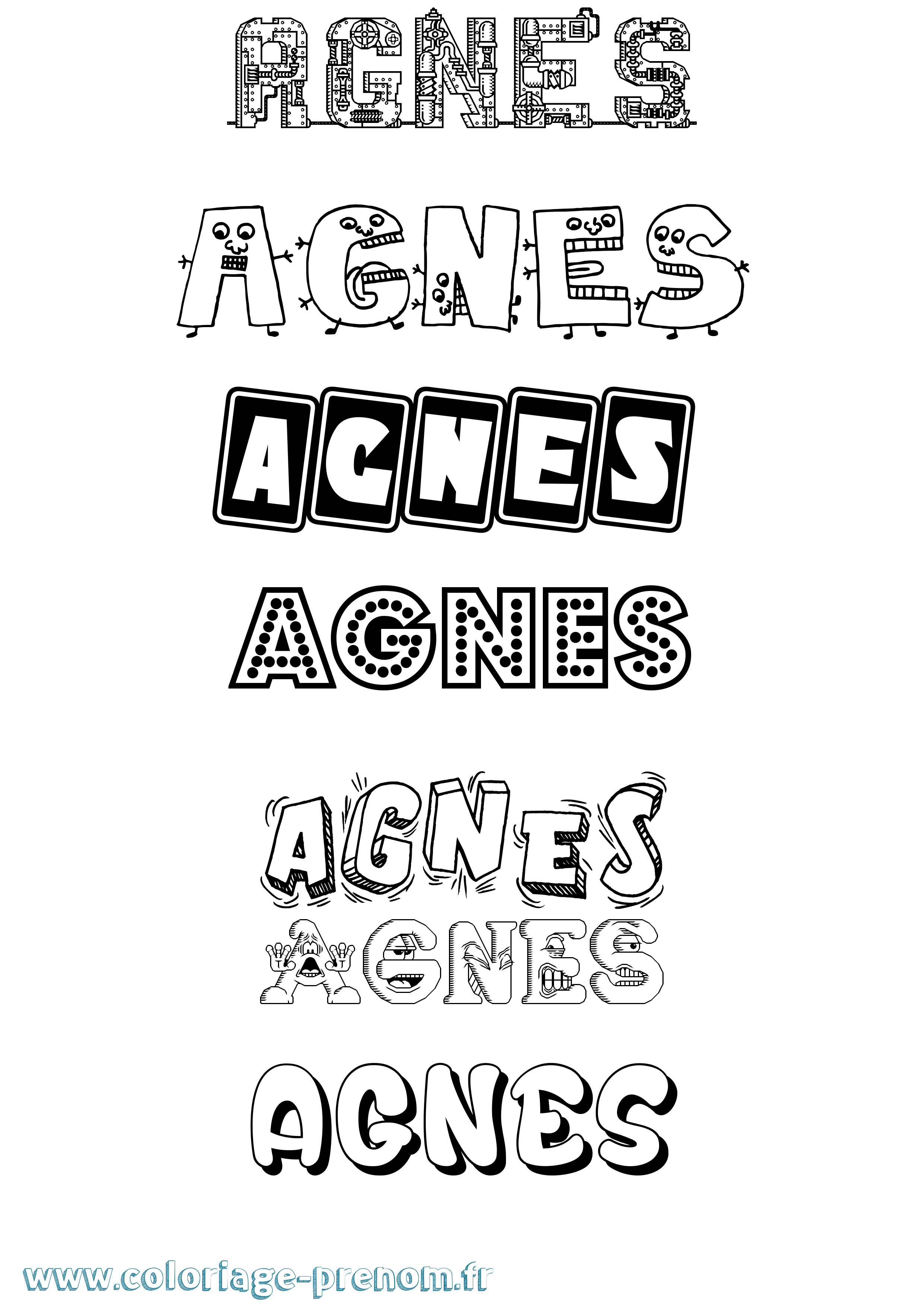 Coloriage prénom Agnes Fun