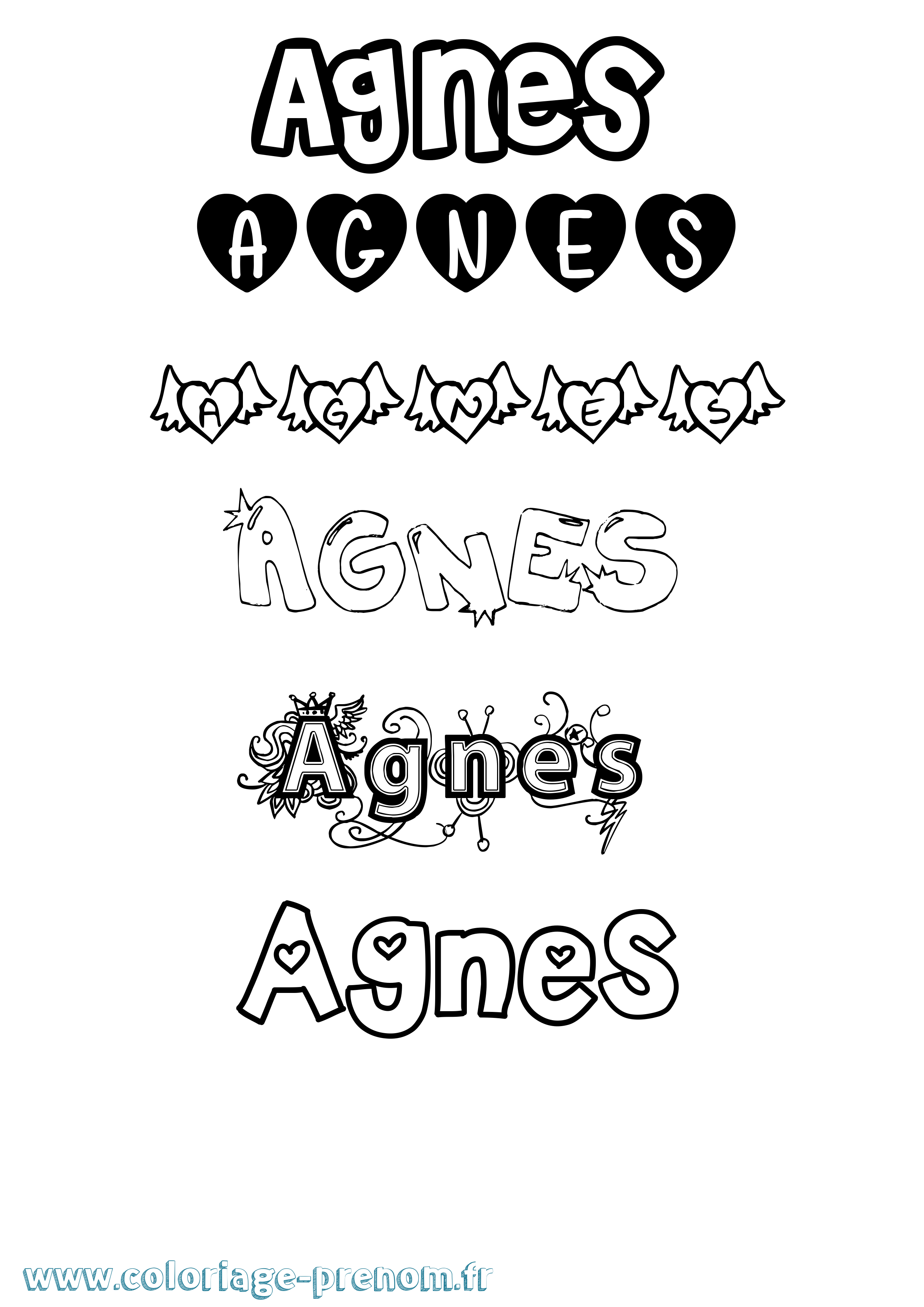 Coloriage Agnes Girly Coloriage prénom Agnes Girly