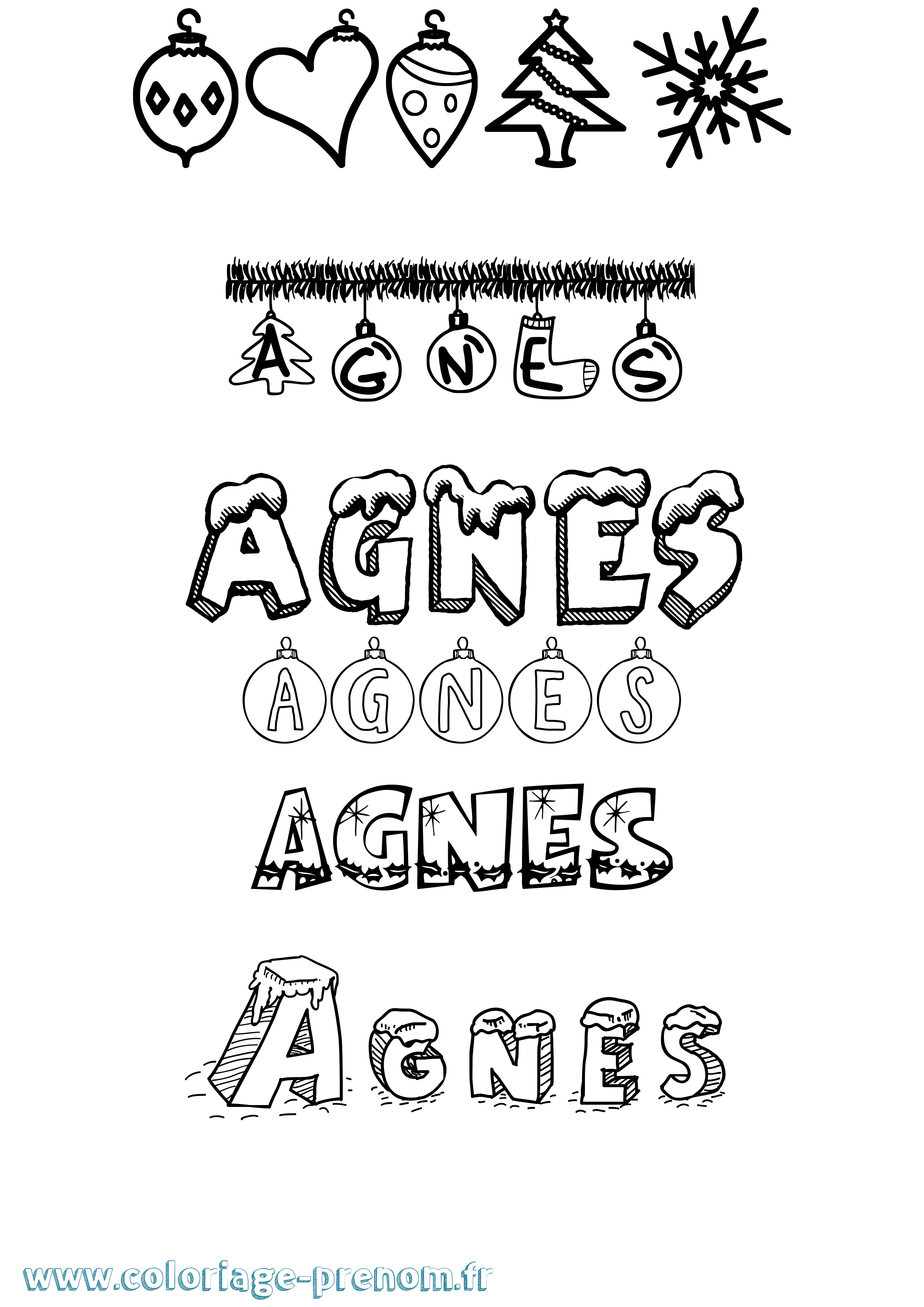 Coloriage Agnes Noël Coloriage prénom Agnes Noël