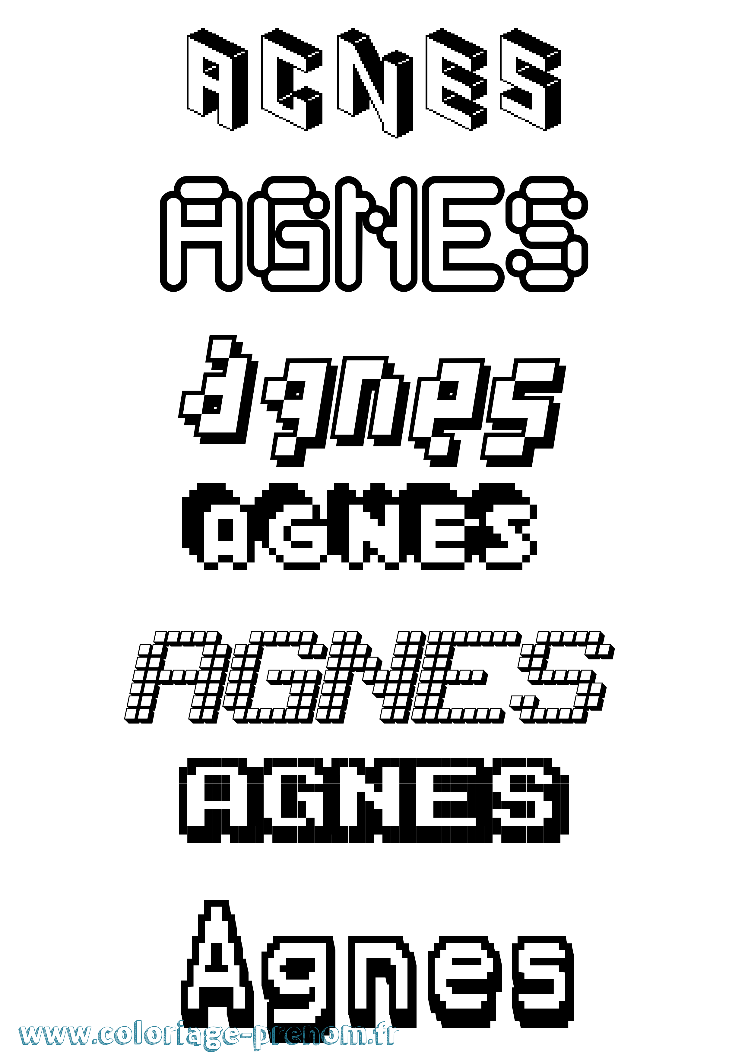 Coloriage Agnes Pixel Coloriage prénom Agnes Pixel