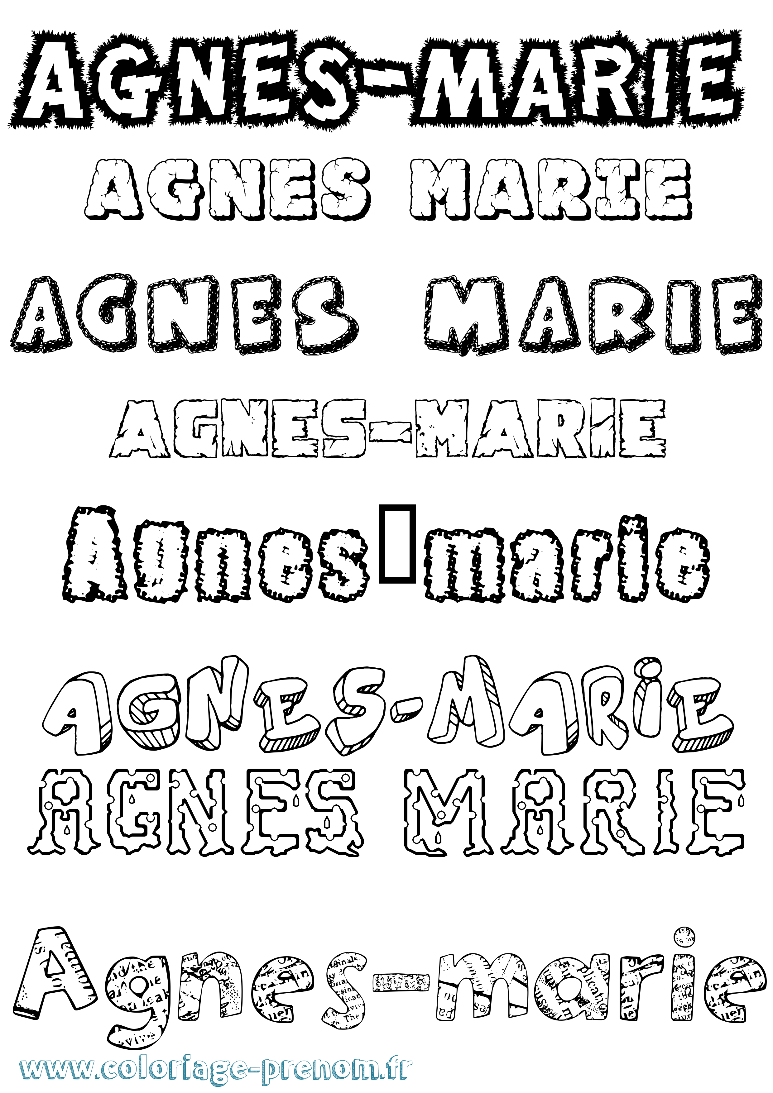 Coloriage prénom Agnès-Marie Destructuré