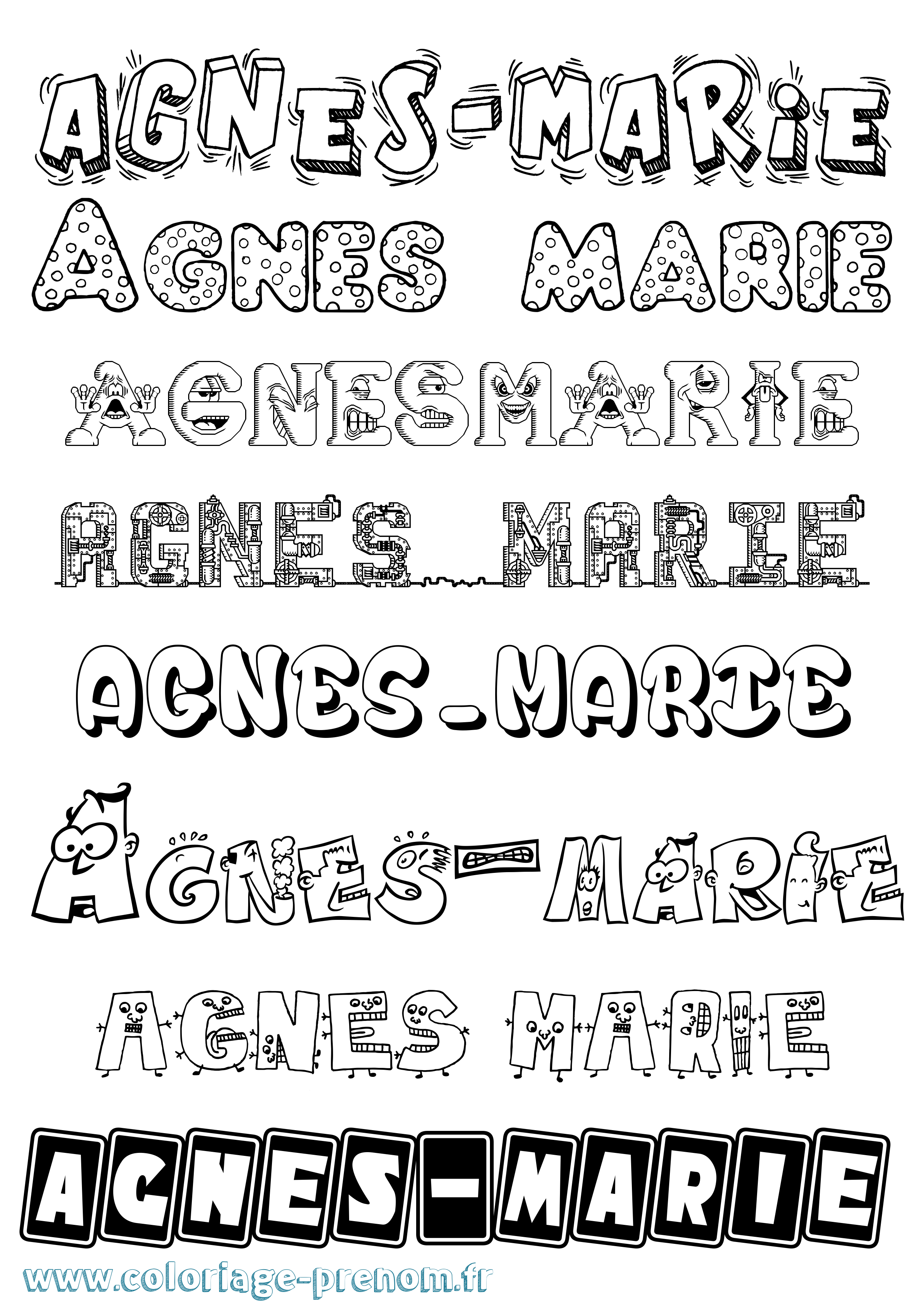 Coloriage prénom Agnès-Marie Fun