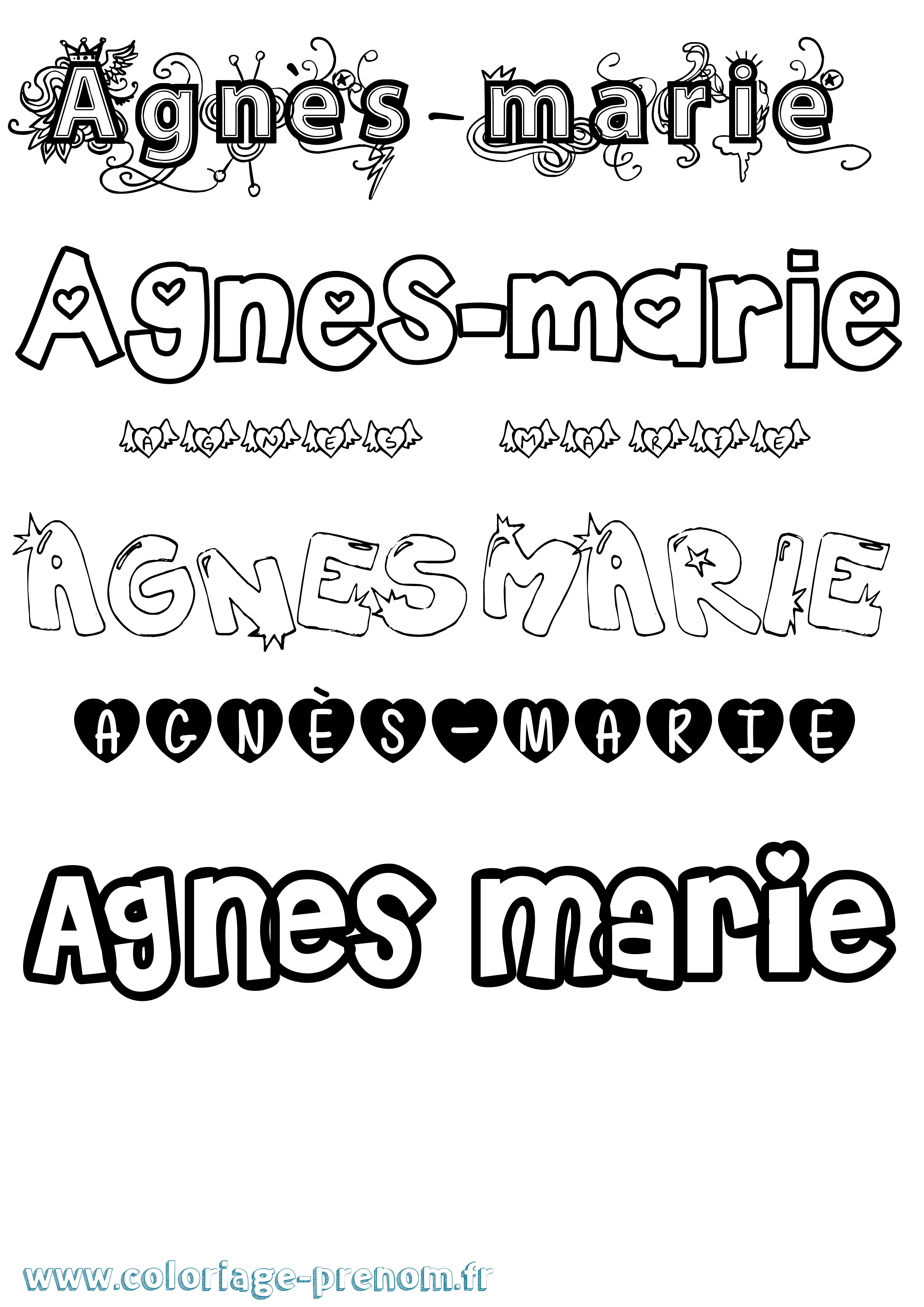 Coloriage prénom Agnès-Marie Girly