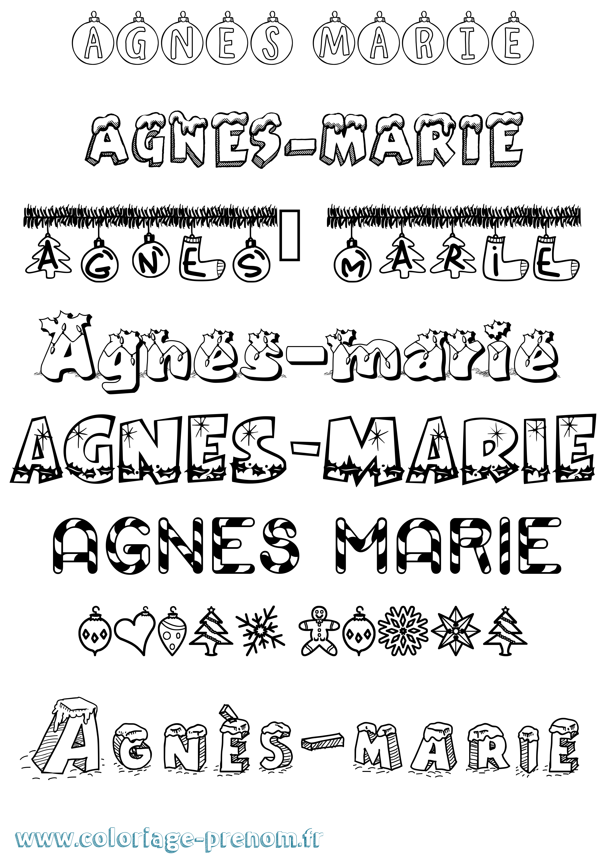 Coloriage prénom Agnès-Marie Noël