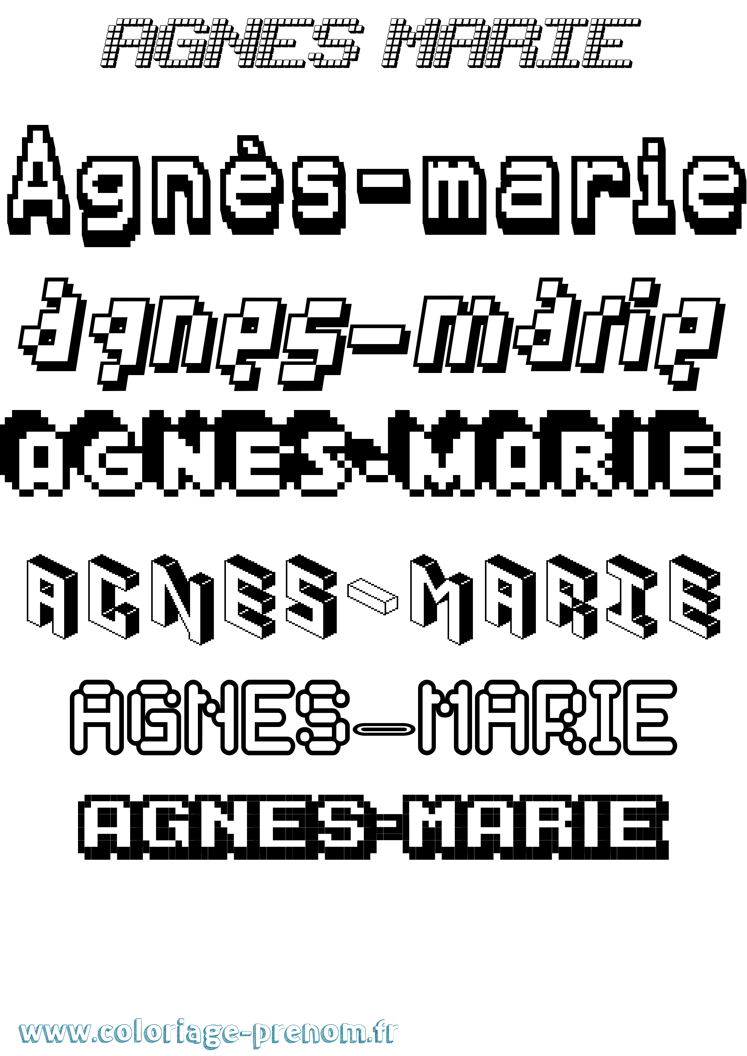 Coloriage prénom Agnès-Marie Pixel