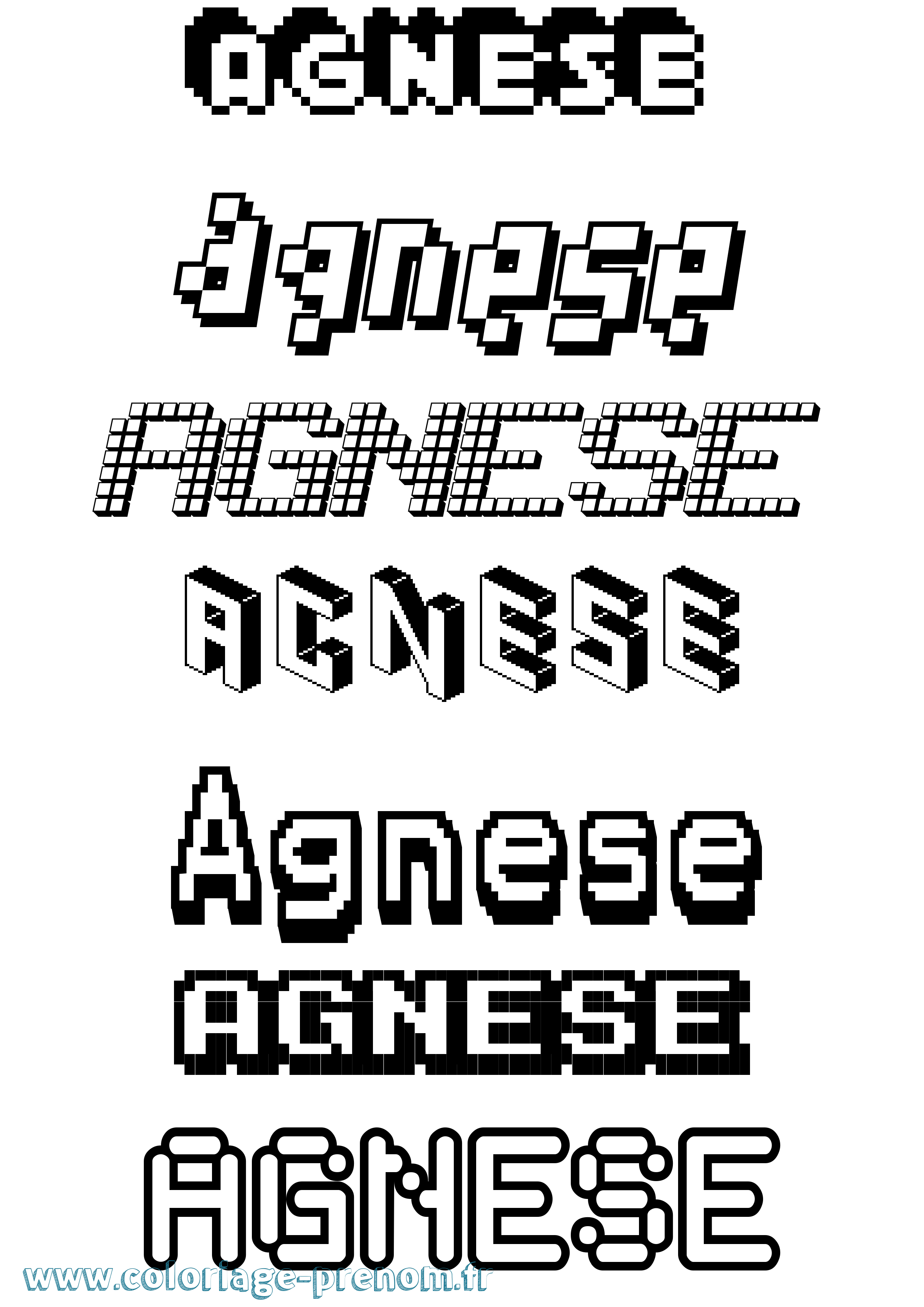 Coloriage prénom Agnese Pixel