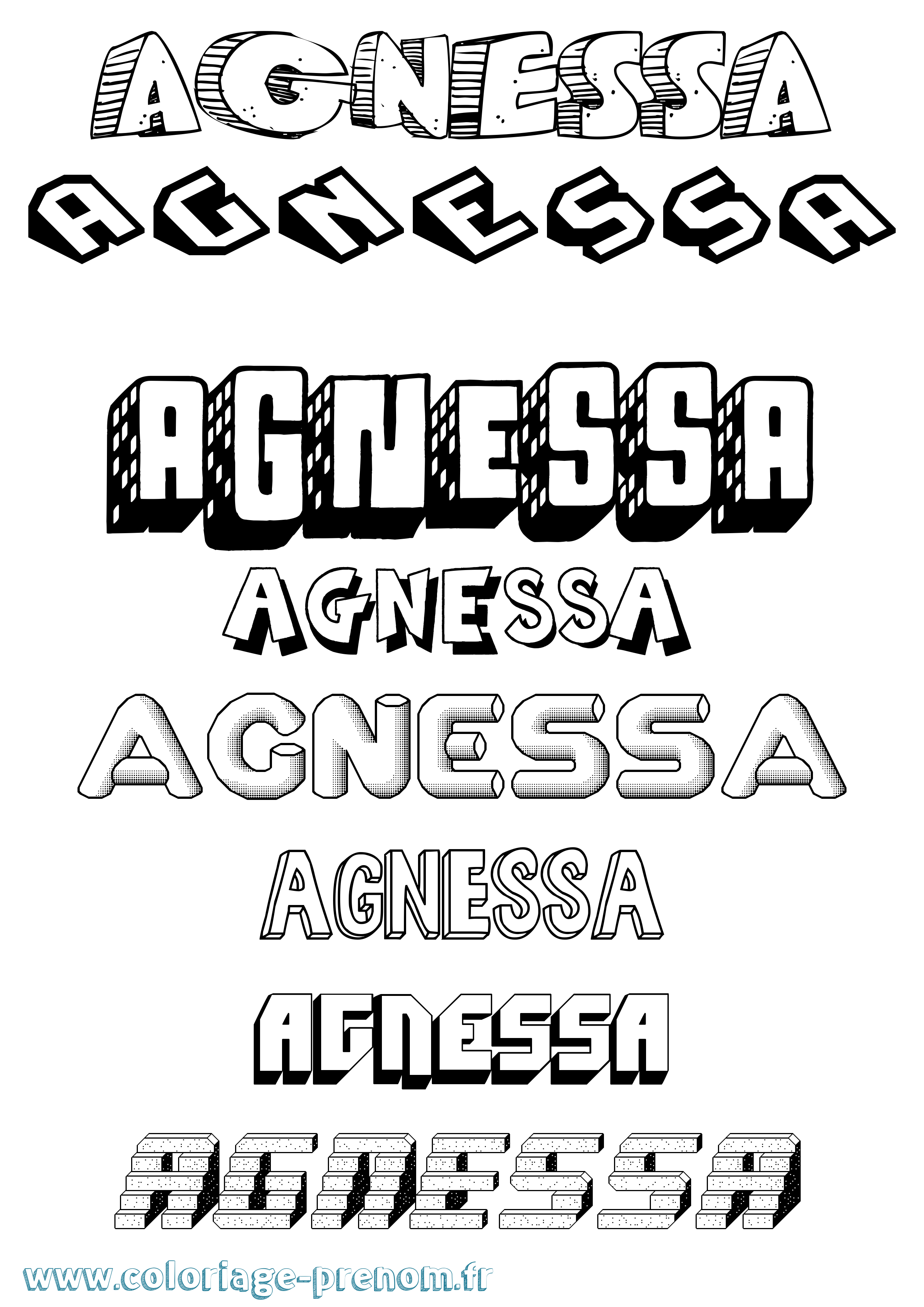 Coloriage prénom Agnessa Effet 3D