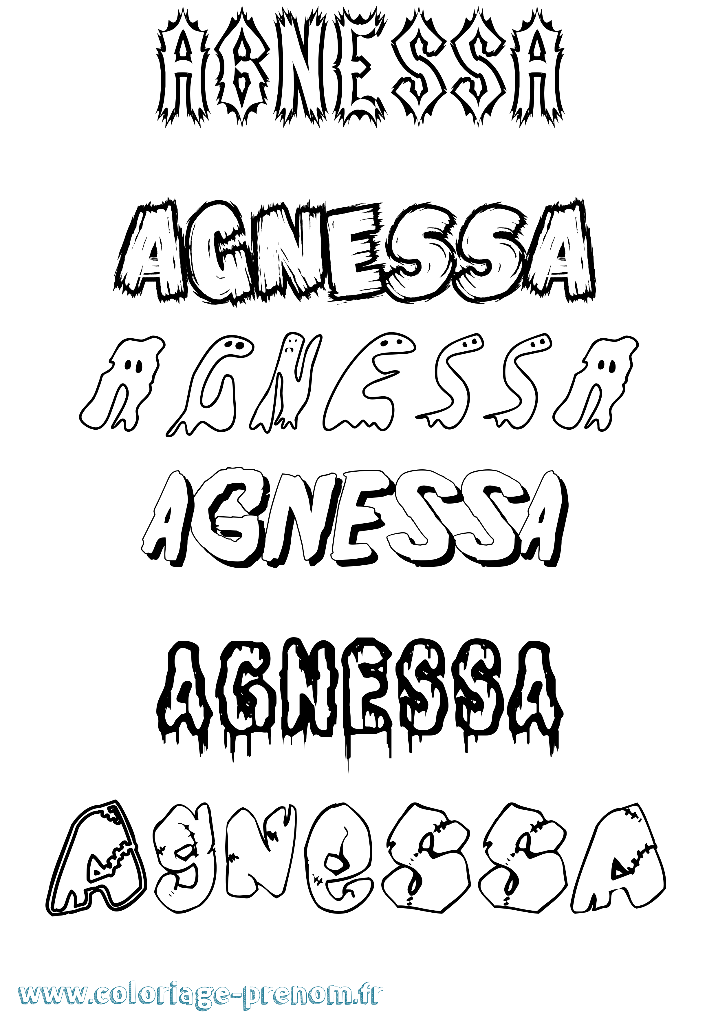 Coloriage prénom Agnessa Frisson