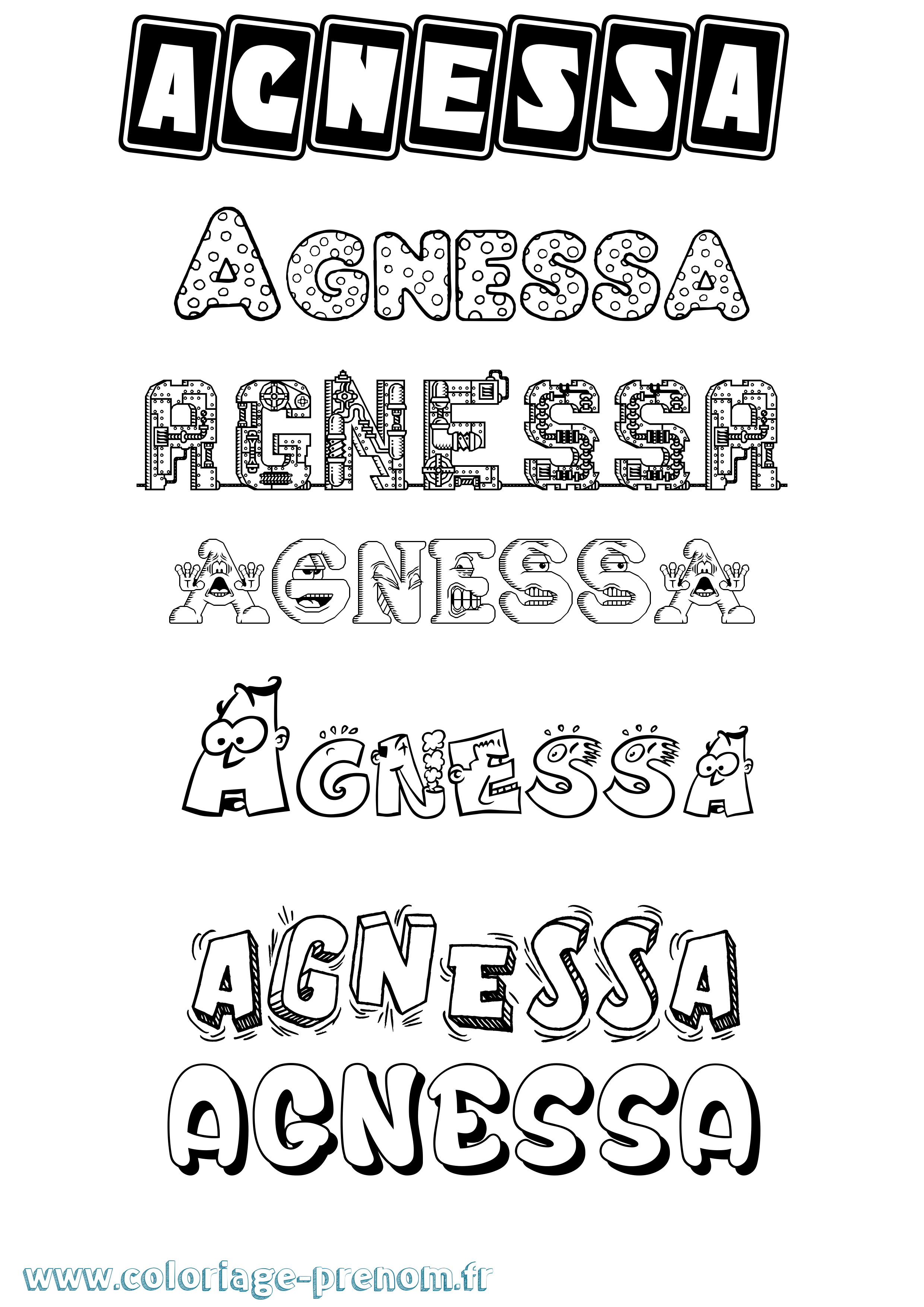 Coloriage prénom Agnessa Fun