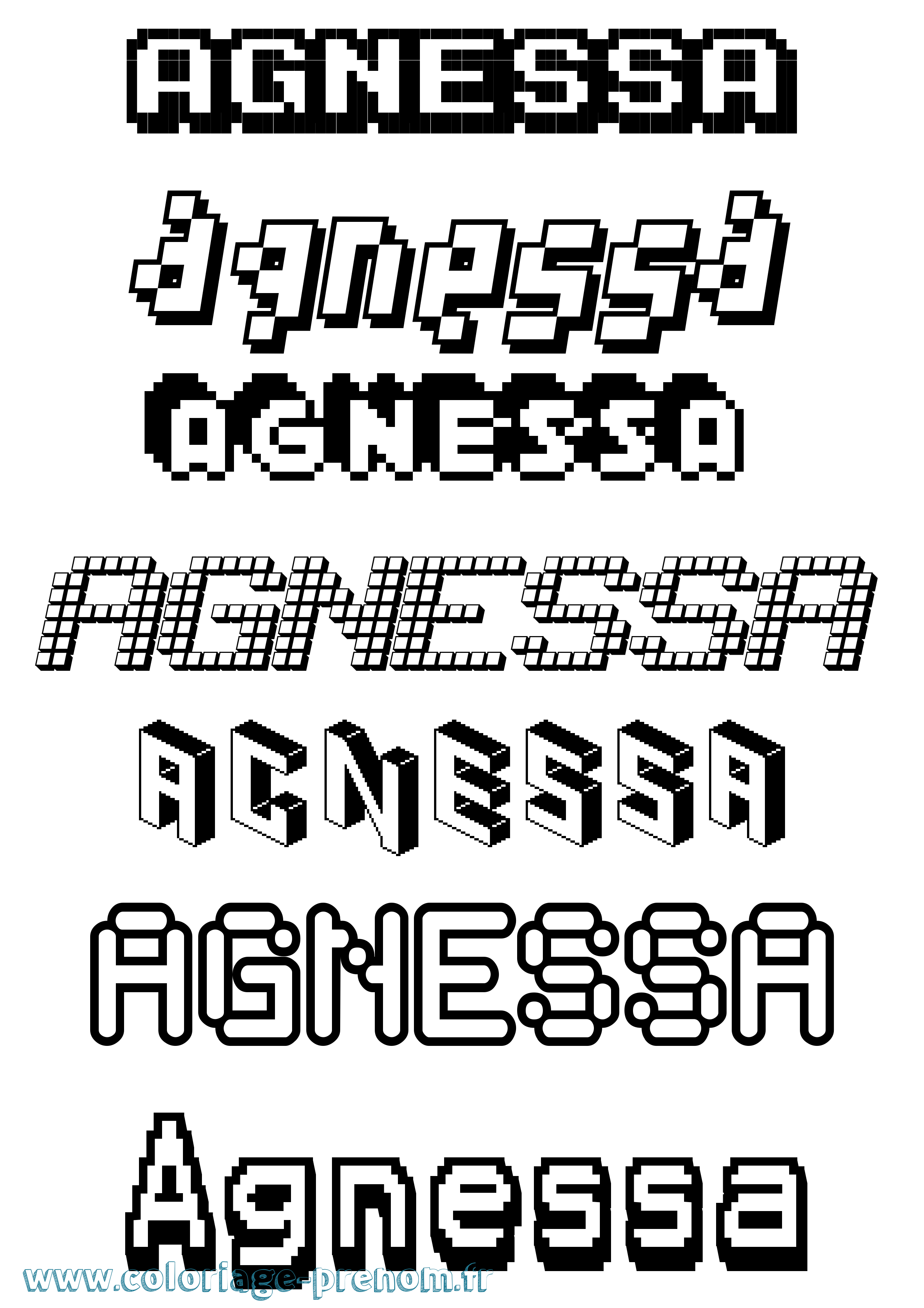 Coloriage prénom Agnessa Pixel