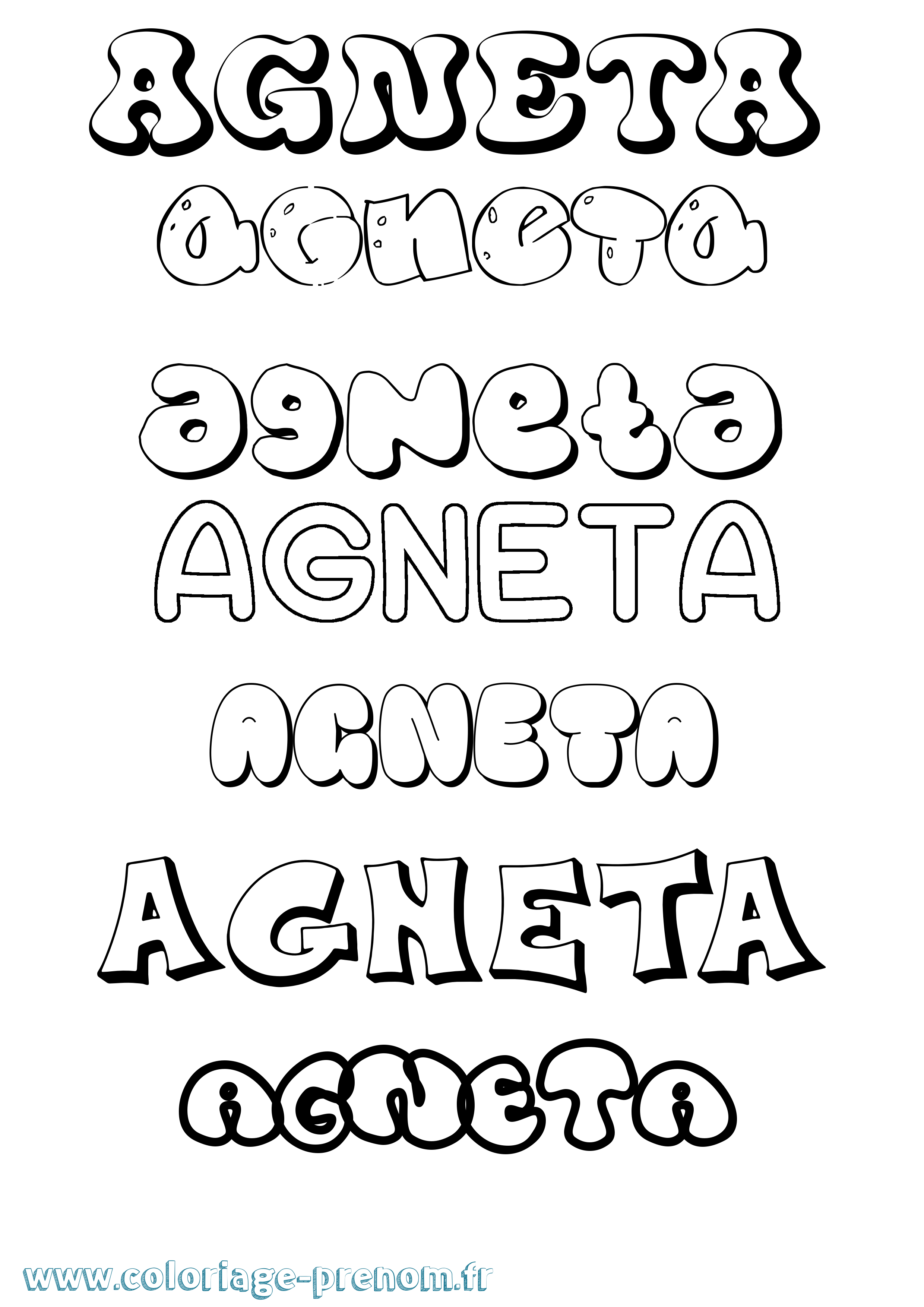 Coloriage prénom Agneta Bubble