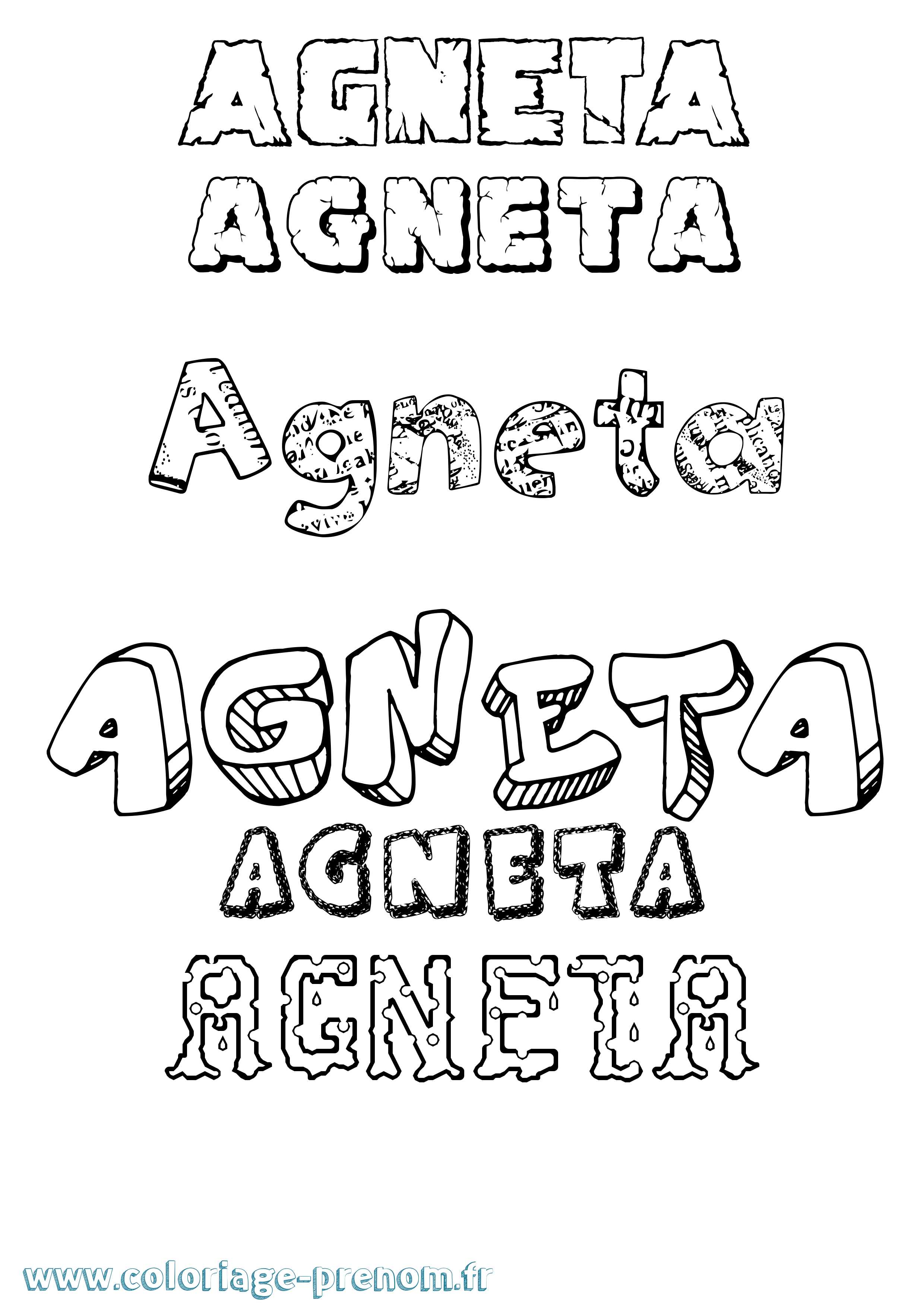 Coloriage prénom Agneta Destructuré
