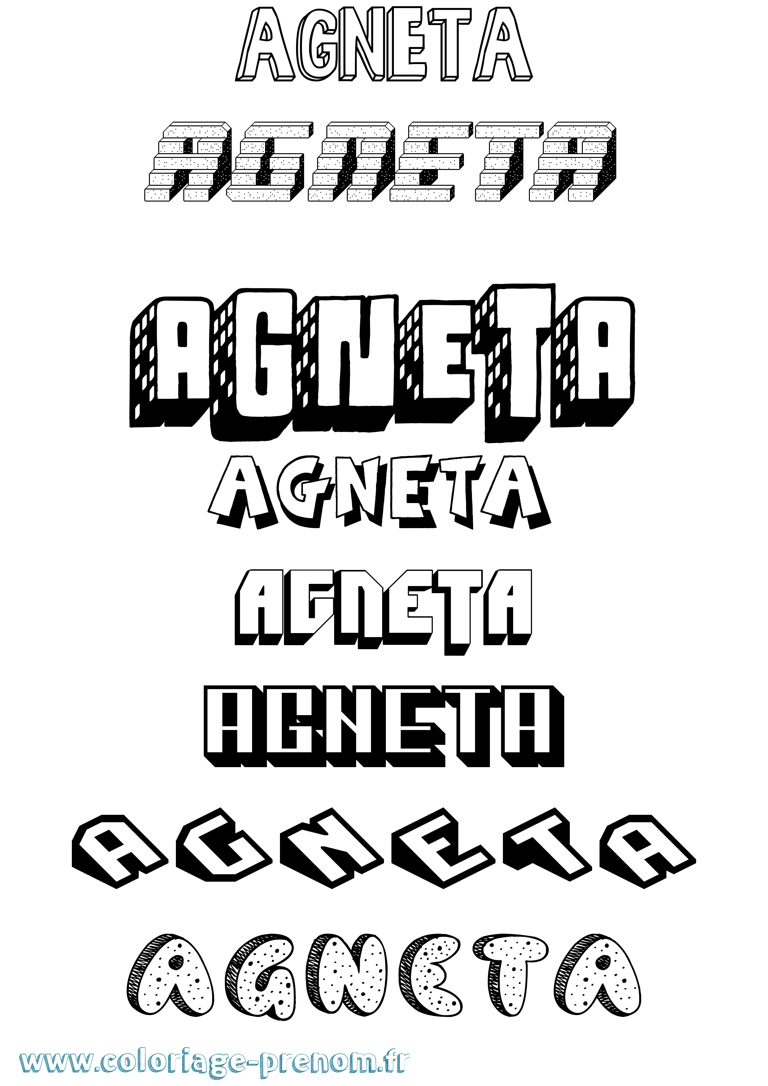 Coloriage prénom Agneta Effet 3D