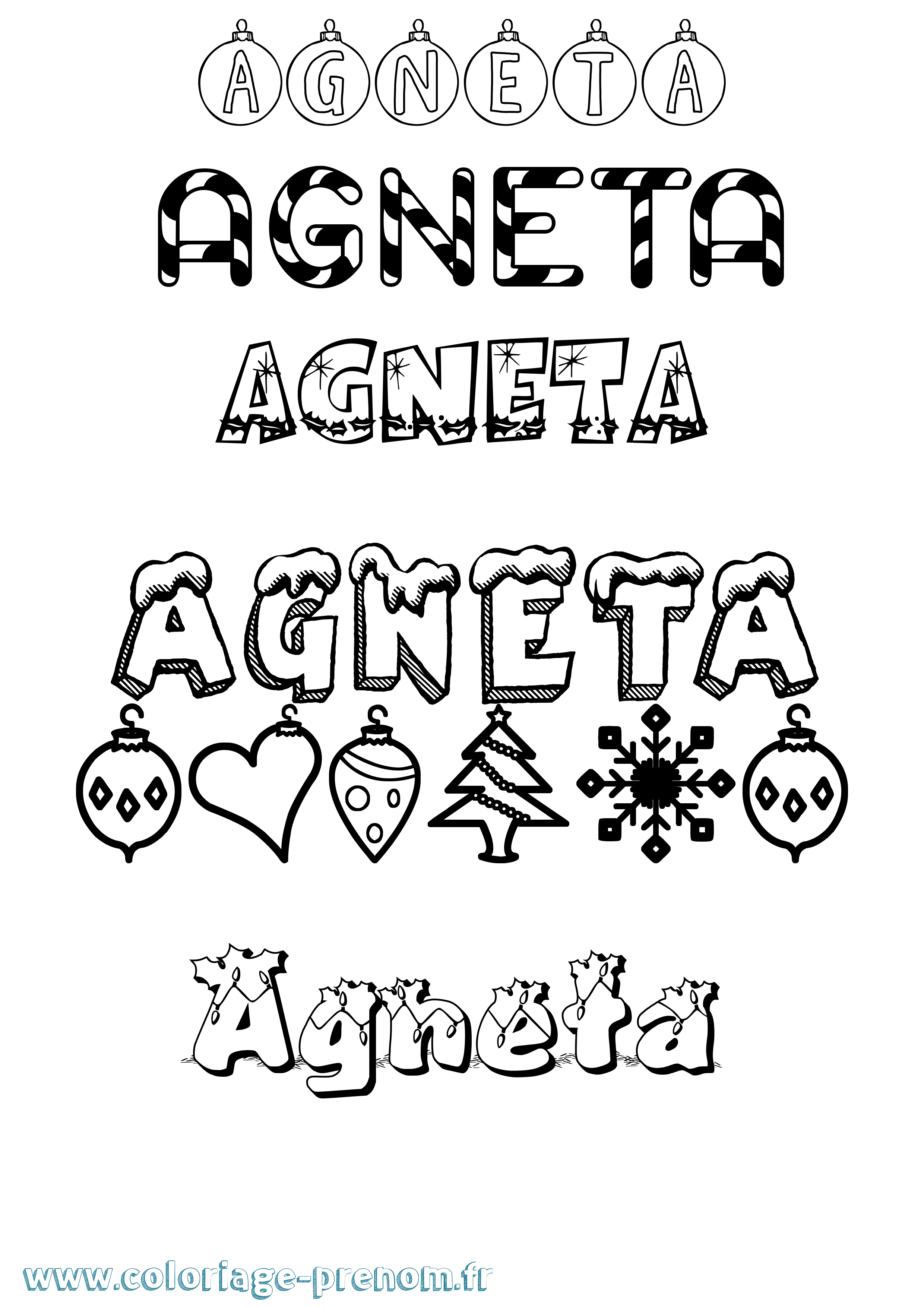 Coloriage prénom Agneta Noël