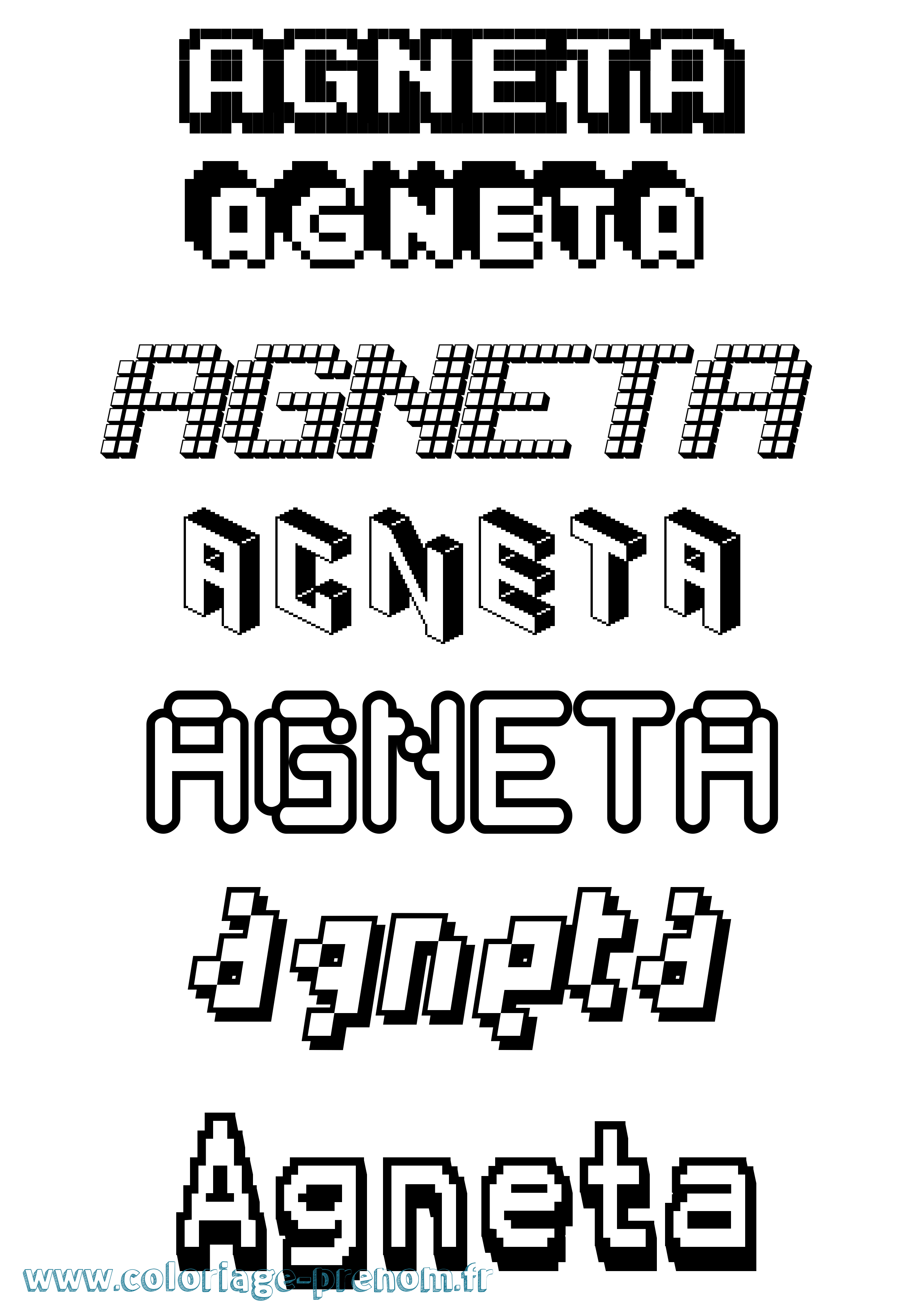 Coloriage prénom Agneta Pixel